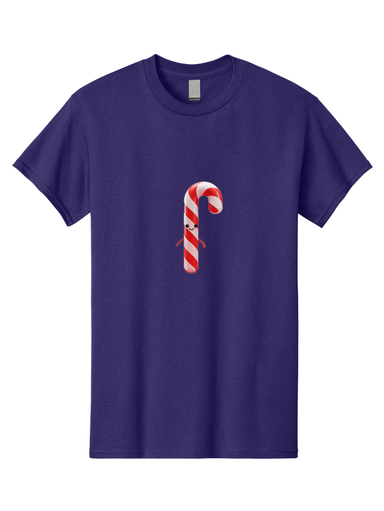 Candy-Cane-Character Men'S Graphic Tee, 100% Cotton, Comfortable Casual Summer Wear, Machine Washable, Red And White Candy Cane, Cartoon Character, Festive Holiday Treat, Sweet Indulgence, Cheerful Smile, Adorable Arms, Christmas Delight Bab708 5