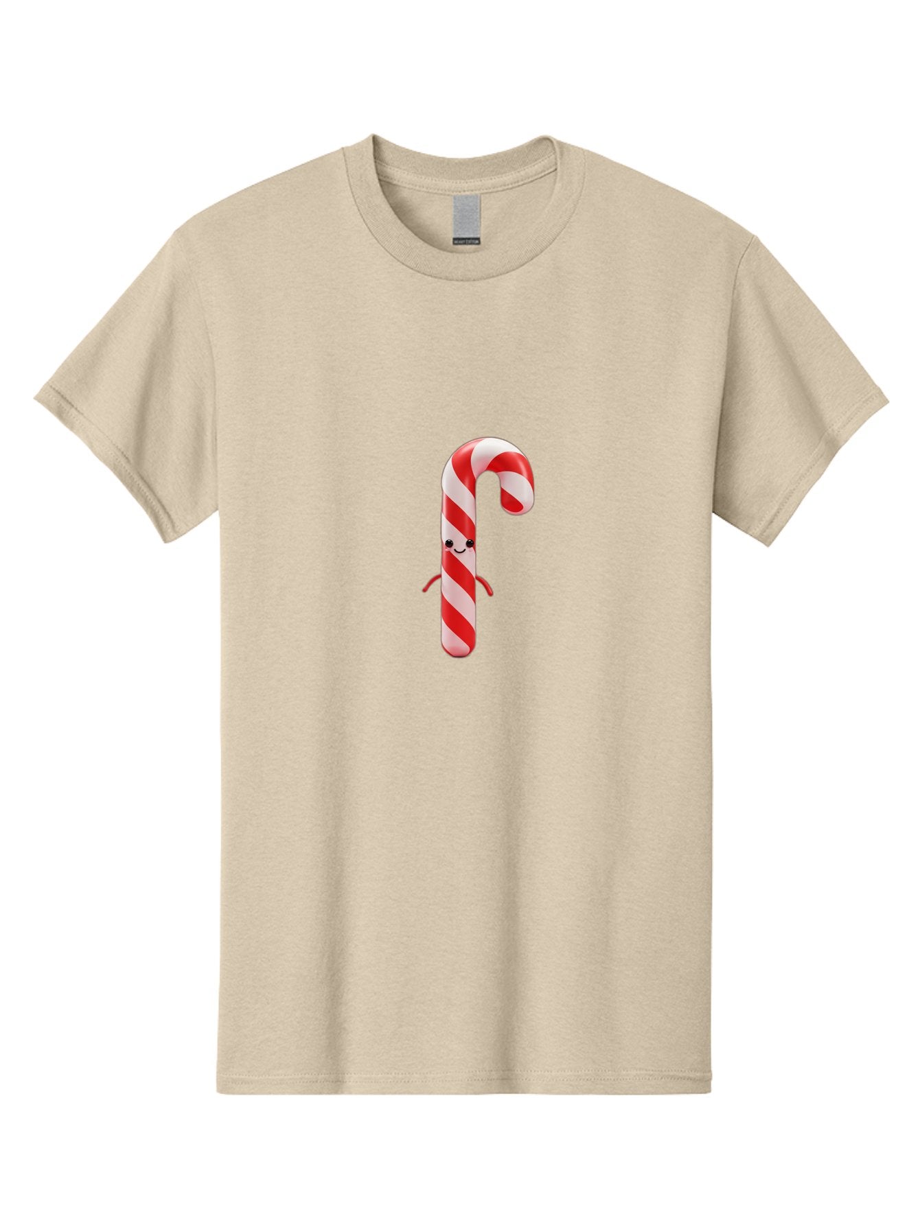 Candy-Cane-Character Men'S Graphic Tee, 100% Cotton, Comfortable Casual Summer Wear, Machine Washable, Red And White Candy Cane, Cartoon Character, Festive Holiday Treat, Sweet Indulgence, Cheerful Smile, Adorable Arms, Christmas Delight Bab708 8