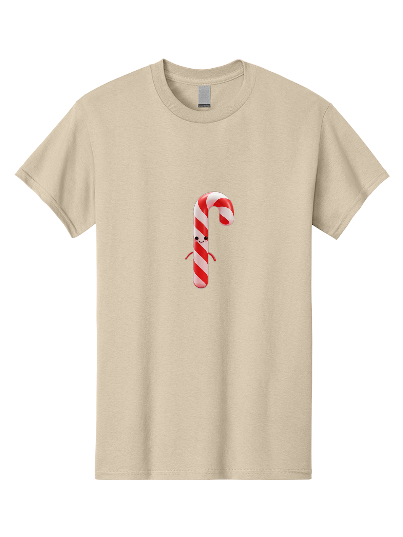 Candy-Cane-Character Men'S Graphic Tee, 100% Cotton, Comfortable Casual Summer Wear, Machine Washable, Red And White Candy Cane, Cartoon Character, Festive Holiday Treat, Sweet Indulgence, Cheerful Smile, Adorable Arms, Christmas Delight Bab708 6
