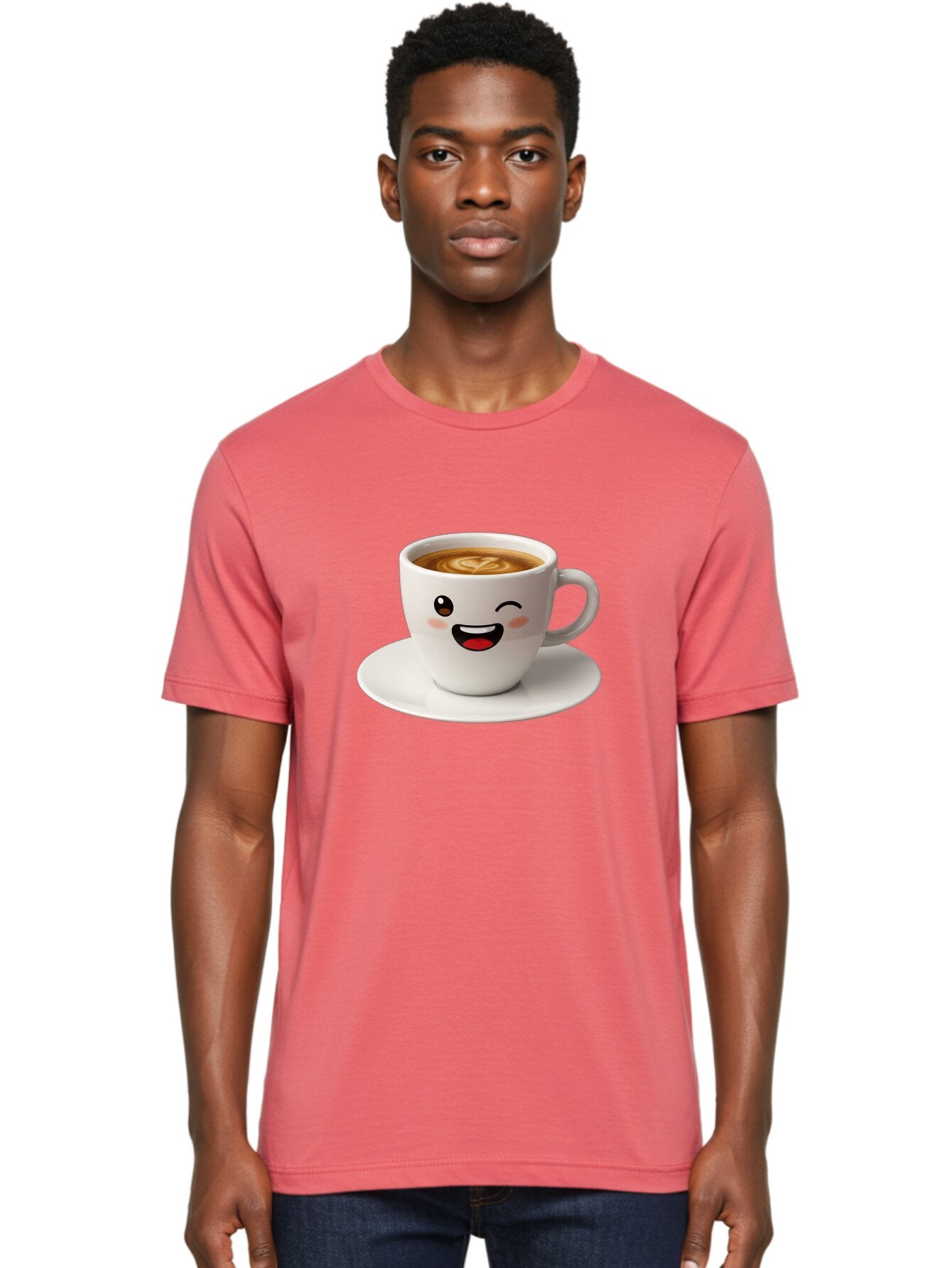 Cappuccino-Cup Men'S Graphic Tee, 100% Cotton, Comfortable Casual Summer Wear, Machine Washable, Coffee Cup With Face, Cartoon Coffee, Latte Art, Happy Face, Smiling Cup, Coffee Culture, Morning Coffee, Cafe Vibes, Warm Beverage Bab710 27