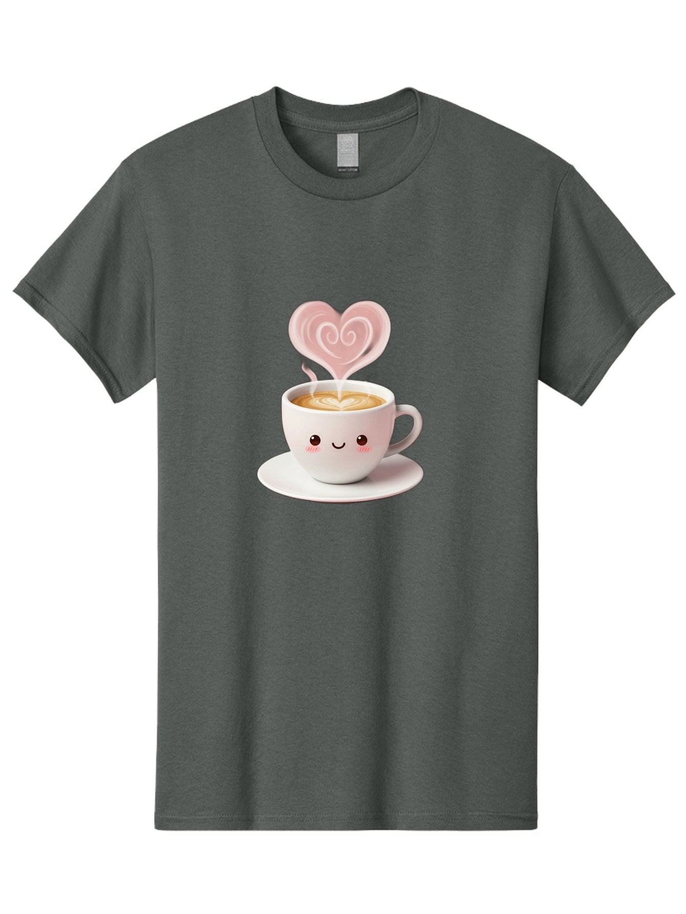 Cappuccino-Heart Men'S Graphic Tee, 100% Cotton, Comfortable Casual Summer Wear, Machine Washable, Cute Coffee Cup, Coffee Art, Heart Design, Steaming Hot Coffee, Coffee Lover, Latte Art, Morning Coffee, Happy Face, Coffee Break, Bab712 4