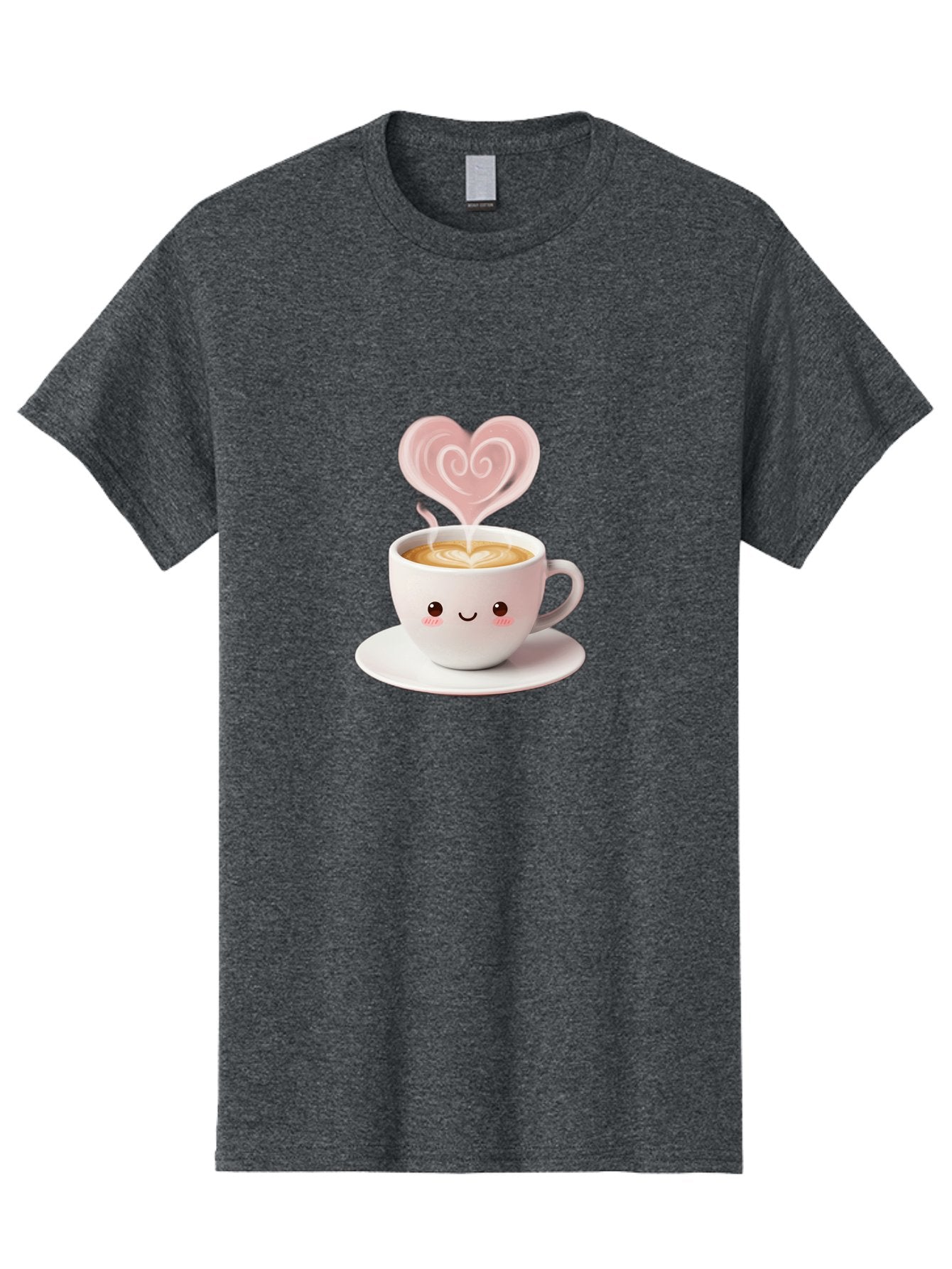 Cappuccino-Heart Men'S Graphic Tee, 100% Cotton, Comfortable Casual Summer Wear, Machine Washable, Cute Coffee Cup, Coffee Art, Heart Design, Steaming Hot Coffee, Coffee Lover, Latte Art, Morning Coffee, Happy Face, Coffee Break, Bab712 6