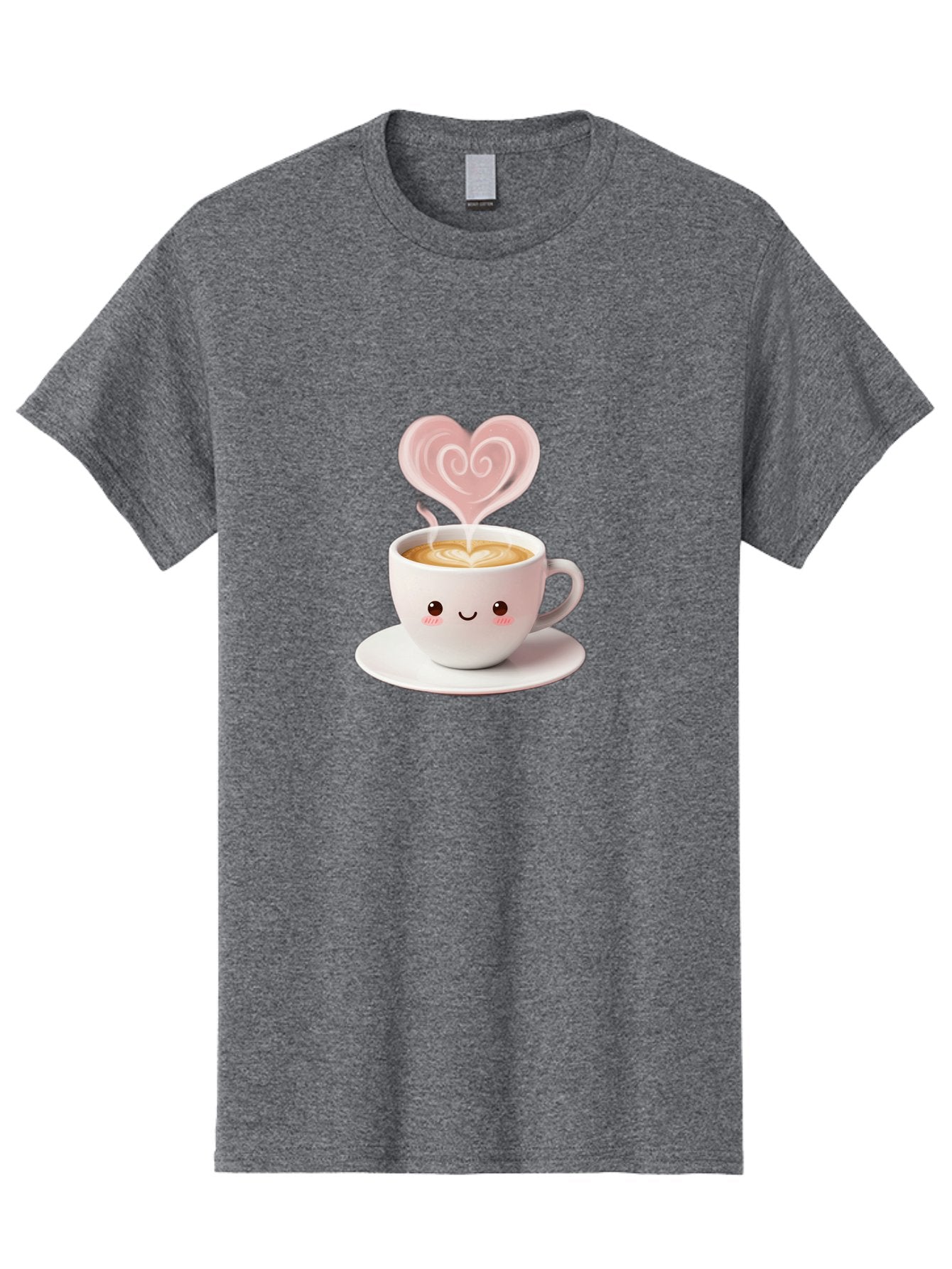 Cappuccino-Heart Men'S Graphic Tee, 100% Cotton, Comfortable Casual Summer Wear, Machine Washable, Cute Coffee Cup, Coffee Art, Heart Design, Steaming Hot Coffee, Coffee Lover, Latte Art, Morning Coffee, Happy Face, Coffee Break, Bab712 12