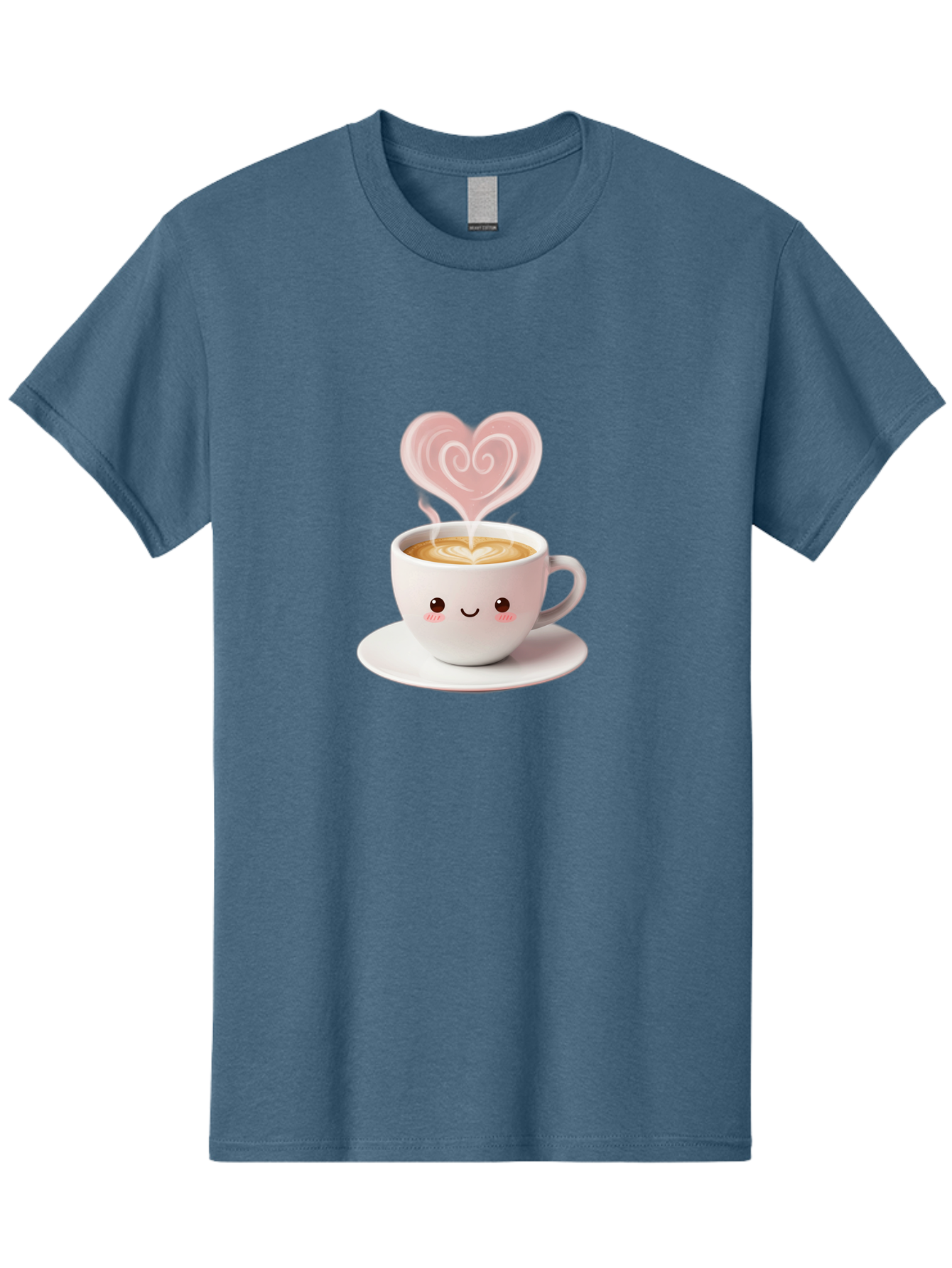 Cappuccino-Heart Men'S Graphic Tee, 100% Cotton, Comfortable Casual Summer Wear, Machine Washable, Cute Coffee Cup, Coffee Art, Heart Design, Steaming Hot Coffee, Coffee Lover, Latte Art, Morning Coffee, Happy Face, Coffee Break, Bab712