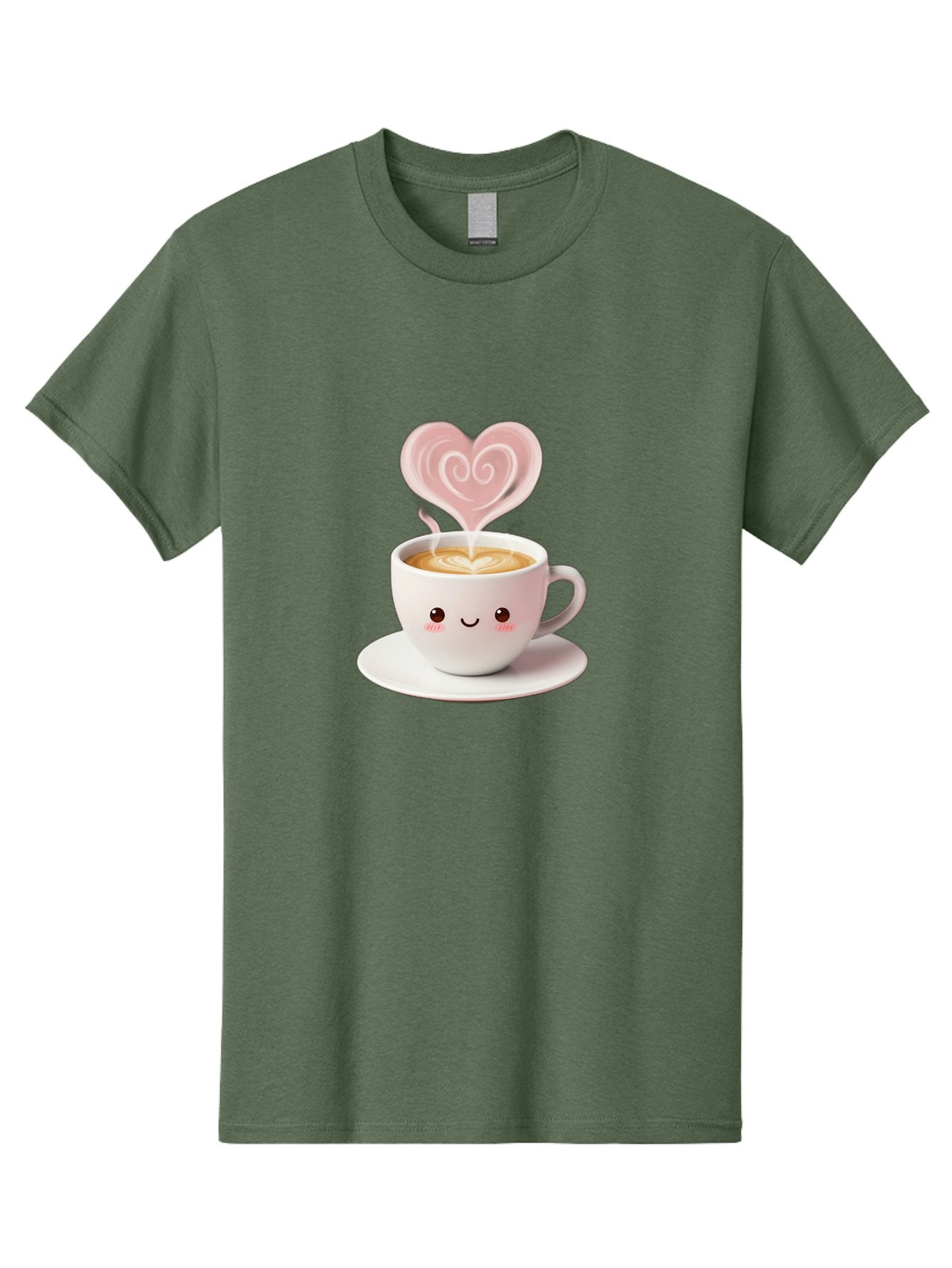 Cappuccino-Heart Men'S Graphic Tee, 100% Cotton, Comfortable Casual Summer Wear, Machine Washable, Cute Coffee Cup, Coffee Art, Heart Design, Steaming Hot Coffee, Coffee Lover, Latte Art, Morning Coffee, Happy Face, Coffee Break, Bab712 9