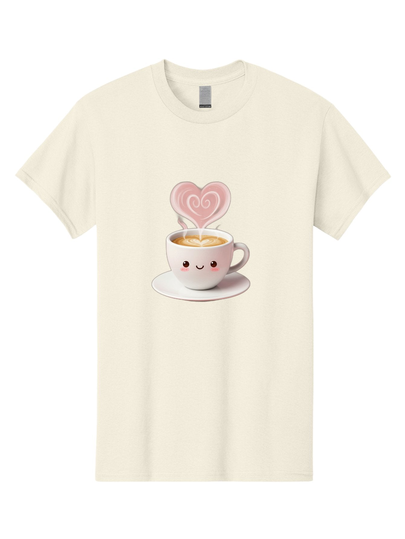 Cappuccino-Heart Men'S Graphic Tee, 100% Cotton, Comfortable Casual Summer Wear, Machine Washable, Cute Coffee Cup, Coffee Art, Heart Design, Steaming Hot Coffee, Coffee Lover, Latte Art, Morning Coffee, Happy Face, Coffee Break, Bab712