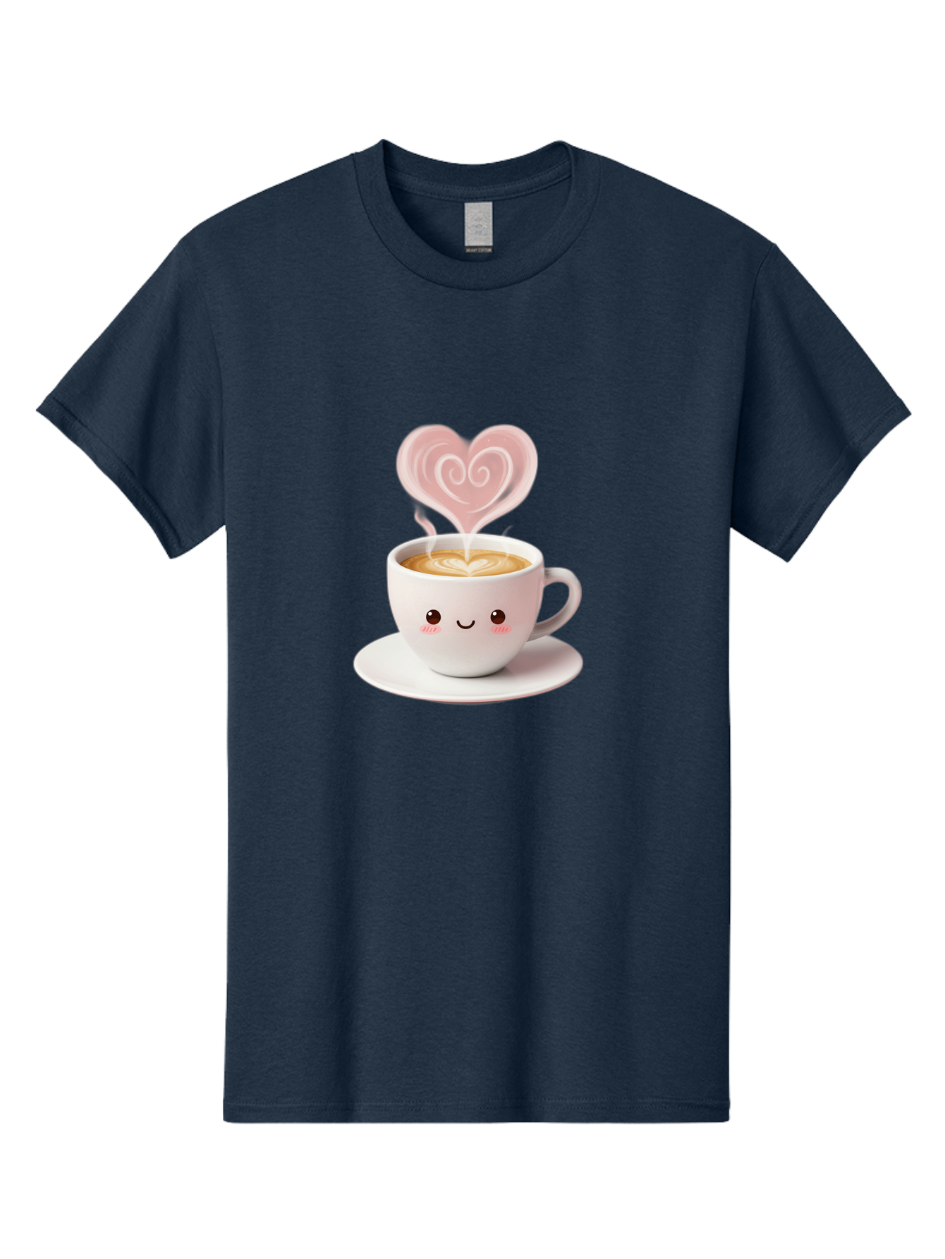 Cappuccino-Heart Men'S Graphic Tee, 100% Cotton, Comfortable Casual Summer Wear, Machine Washable, Cute Coffee Cup, Coffee Art, Heart Design, Steaming Hot Coffee, Coffee Lover, Latte Art, Morning Coffee, Happy Face, Coffee Break, Bab712 4