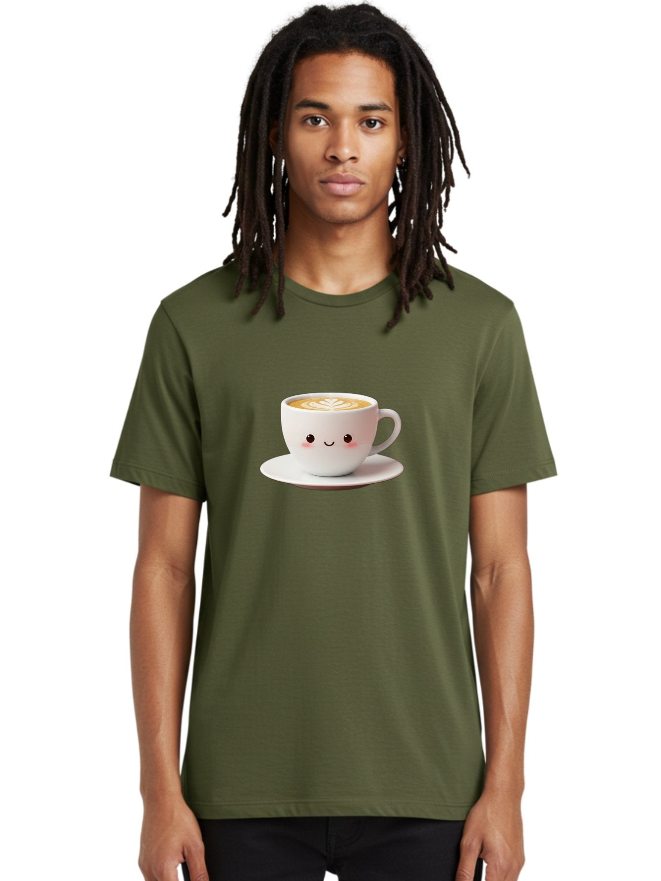 Cappuccino Men'S Graphic Tee, 100% Cotton, Comfortable Casual Summer Wear, Machine Washable, Cute Cartoon Coffee, Latte Art, Happy Face, Coffee Cup, Espresso Drink, Saucer, Adorable Character, Morning Pick-Me-Up, Coffee Break, Bab713 17