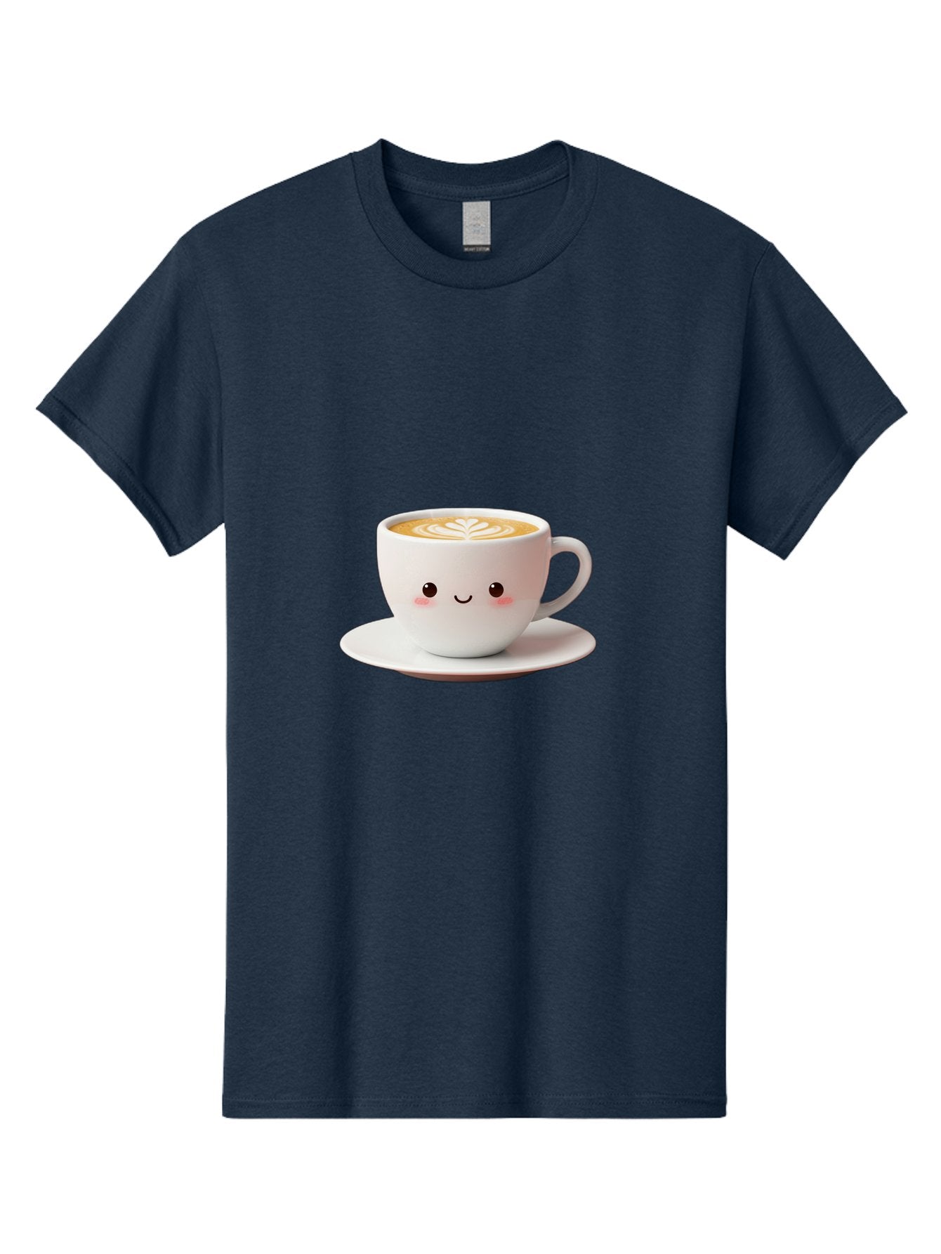 Cappuccino Men'S Graphic Tee, 100% Cotton, Comfortable Casual Summer Wear, Machine Washable, Cute Cartoon Coffee, Latte Art, Happy Face, Coffee Cup, Espresso Drink, Saucer, Adorable Character, Morning Pick-Me-Up, Coffee Break, Bab713 3