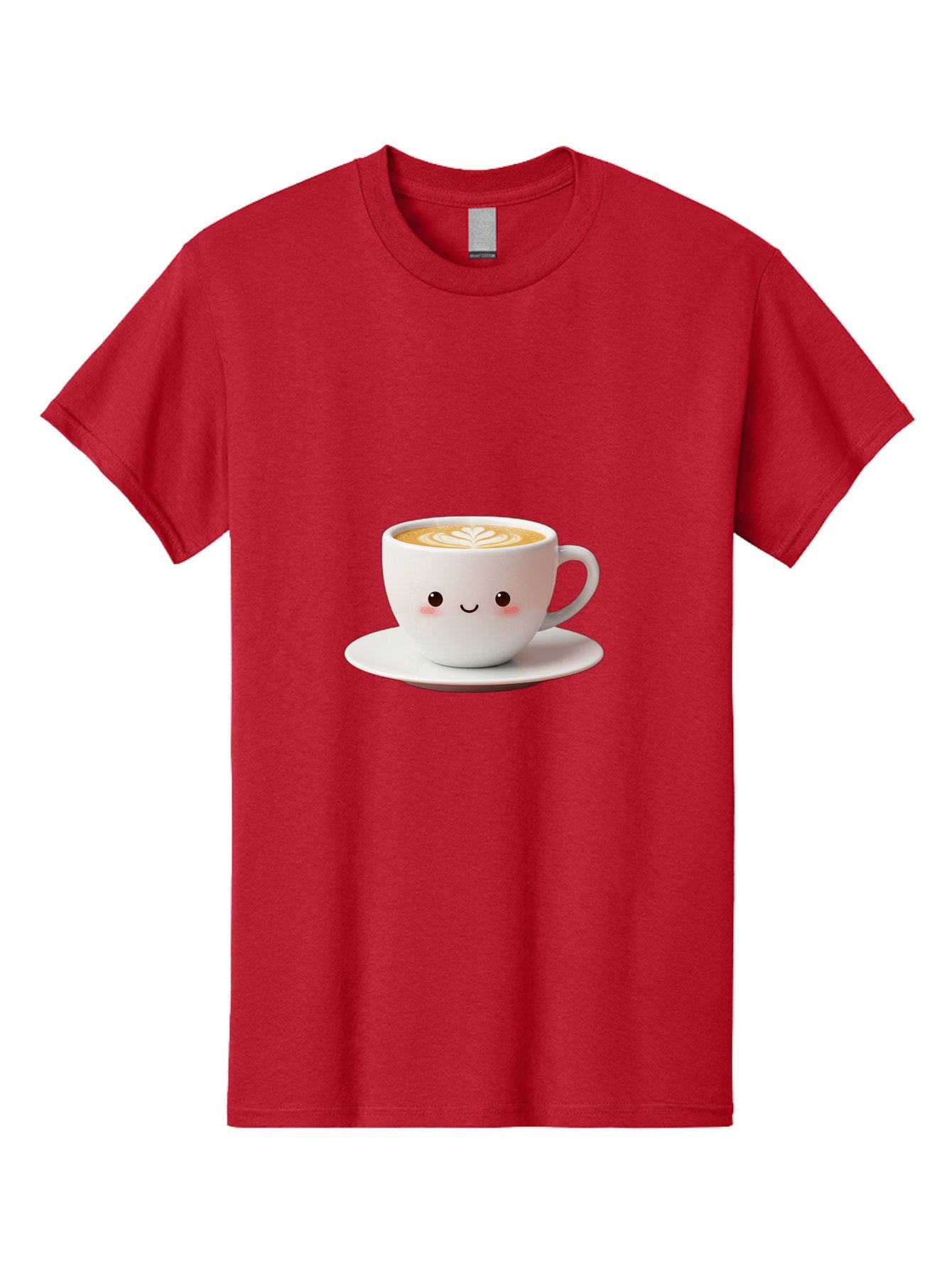 Cappuccino Men'S Graphic Tee, 100% Cotton, Comfortable Casual Summer Wear, Machine Washable, Cute Cartoon Coffee, Latte Art, Happy Face, Coffee Cup, Espresso Drink, Saucer, Adorable Character, Morning Pick-Me-Up, Coffee Break, Bab713