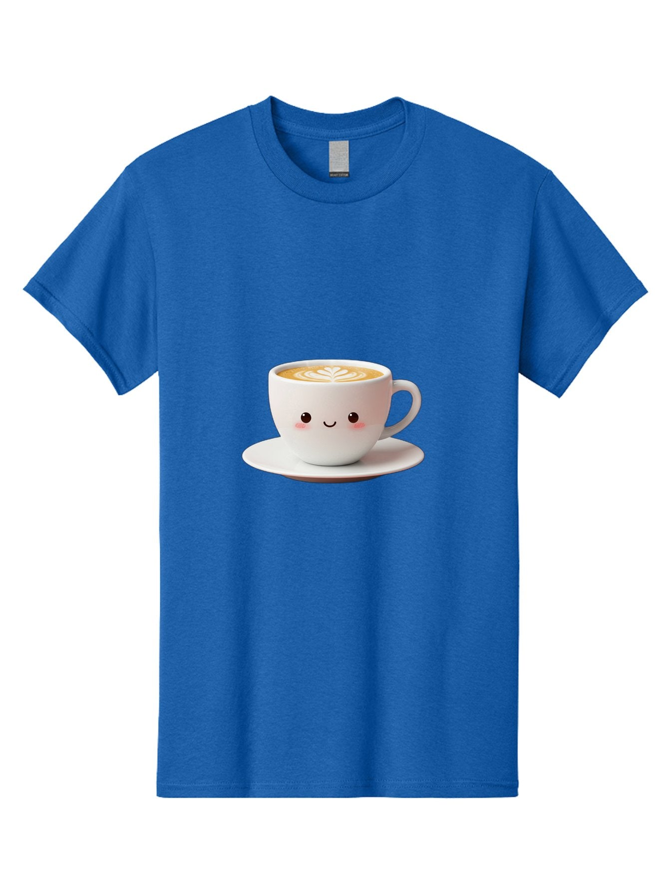 Cappuccino Men'S Graphic Tee, 100% Cotton, Comfortable Casual Summer Wear, Machine Washable, Cute Cartoon Coffee, Latte Art, Happy Face, Coffee Cup, Espresso Drink, Saucer, Adorable Character, Morning Pick-Me-Up, Coffee Break, Bab713