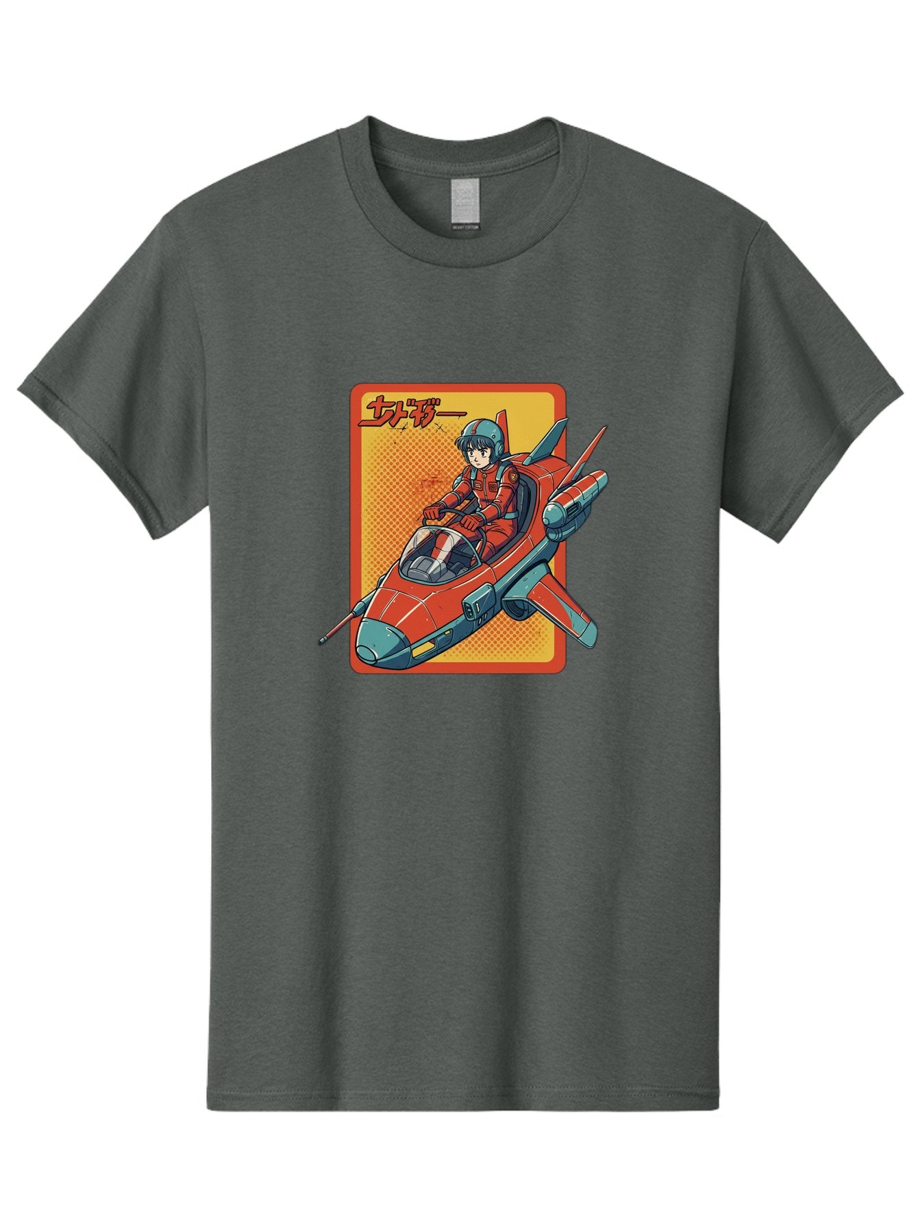 Captain-Tsubasa Men'S Graphic Tee, 100% Cotton, Comfortable Casual Summer Wear, Machine Washable, Anime Style Fighter Jet, Red Jet Aircraft, Japanese Text, Futuristic Pilot, Aviation Art, Cyberpunk, Manga Inspired Bab714