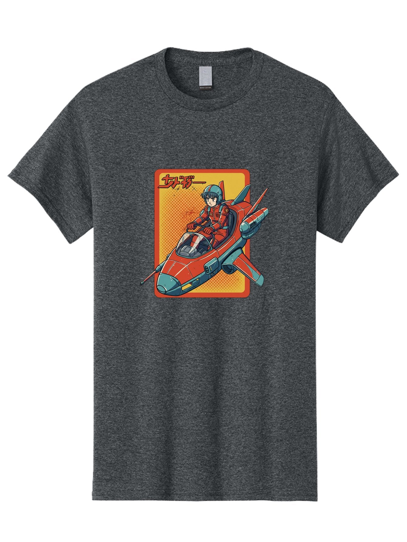 Captain-Tsubasa Men'S Graphic Tee, 100% Cotton, Comfortable Casual Summer Wear, Machine Washable, Anime Style Fighter Jet, Red Jet Aircraft, Japanese Text, Futuristic Pilot, Aviation Art, Cyberpunk, Manga Inspired Bab714