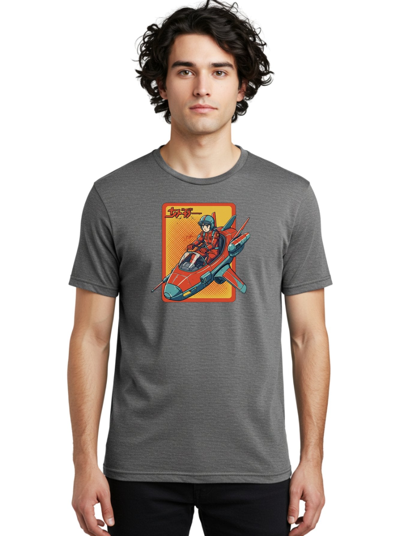 Captain-Tsubasa Men'S Graphic Tee, 100% Cotton, Comfortable Casual Summer Wear, Machine Washable, Anime Style Fighter Jet, Red Jet Aircraft, Japanese Text, Futuristic Pilot, Aviation Art, Cyberpunk, Manga Inspired Bab714 30