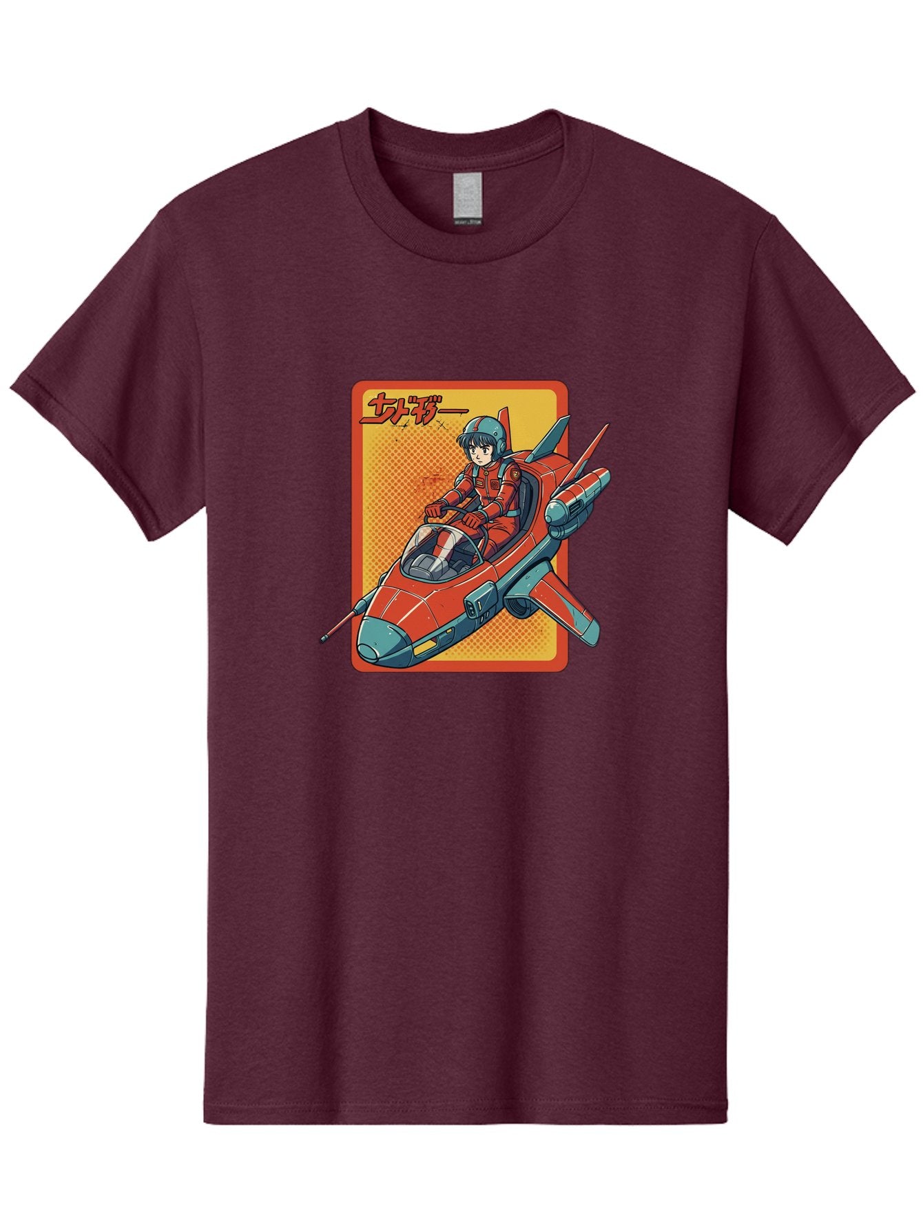 Captain-Tsubasa Men'S Graphic Tee, 100% Cotton, Comfortable Casual Summer Wear, Machine Washable, Anime Style Fighter Jet, Red Jet Aircraft, Japanese Text, Futuristic Pilot, Aviation Art, Cyberpunk, Manga Inspired Bab714 8