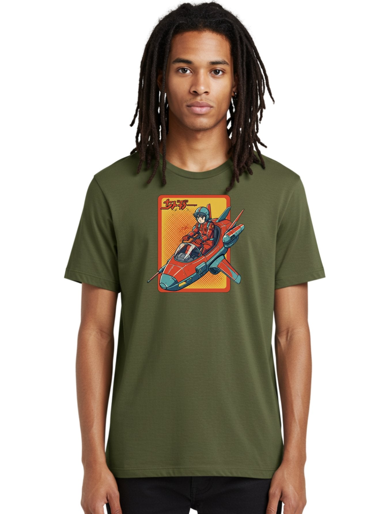 Captain-Tsubasa Men'S Graphic Tee, 100% Cotton, Comfortable Casual Summer Wear, Machine Washable, Anime Style Fighter Jet, Red Jet Aircraft, Japanese Text, Futuristic Pilot, Aviation Art, Cyberpunk, Manga Inspired Bab714 20