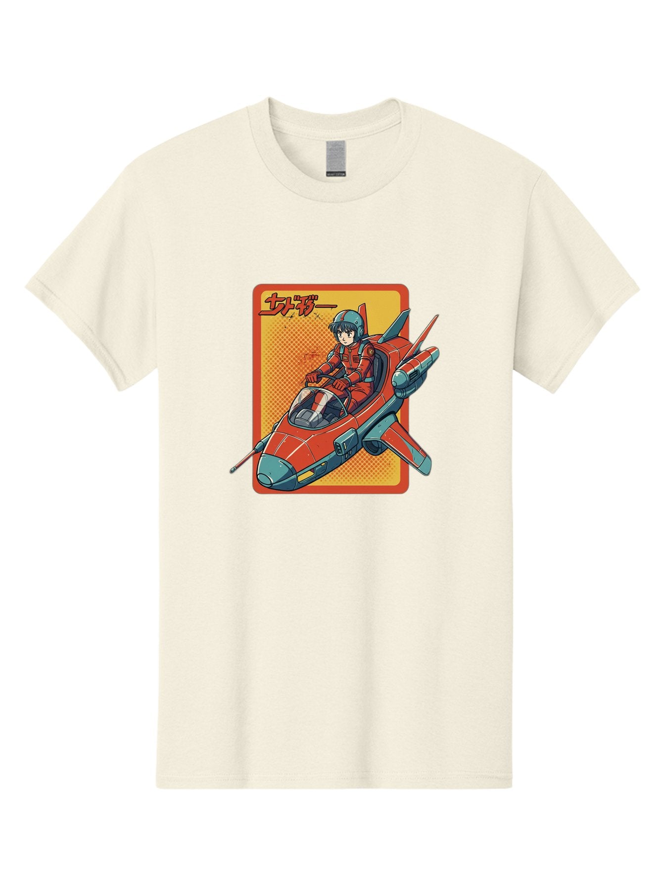 Captain-Tsubasa Men'S Graphic Tee, 100% Cotton, Comfortable Casual Summer Wear, Machine Washable, Anime Style Fighter Jet, Red Jet Aircraft, Japanese Text, Futuristic Pilot, Aviation Art, Cyberpunk, Manga Inspired Bab714 3