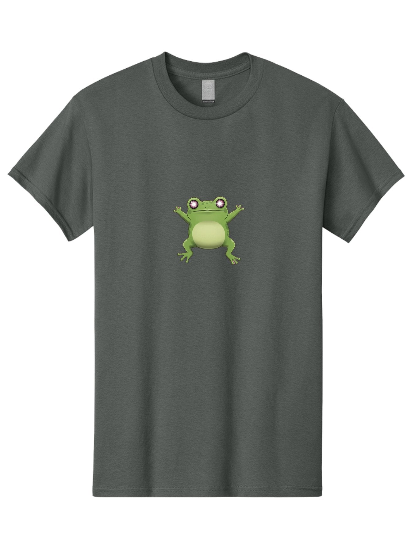 Cartoon-Frog-1 Men'S Graphic Tee, 100% Cotton, Comfortable Casual Summer Wear, Machine Washable, Cartoon Frog, Green Frog, Frog Character, Frog Illustration, Shiny Eyes, Frog Pose, Cute Amphibian, Frog Art, Whimsical Design, Funny Frog, Bab716 11