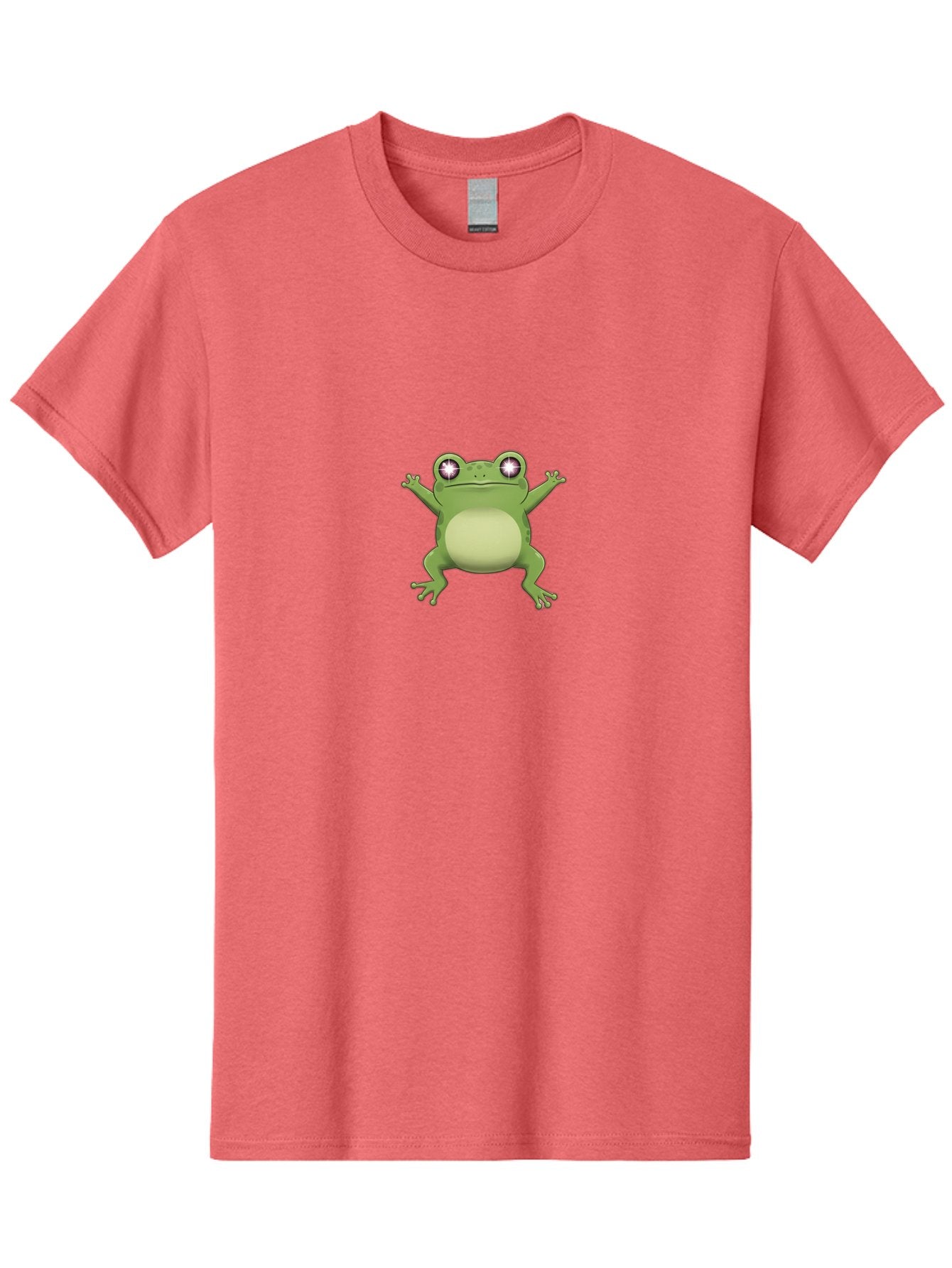 Cartoon-Frog-1 Men'S Graphic Tee, 100% Cotton, Comfortable Casual Summer Wear, Machine Washable, Cartoon Frog, Green Frog, Frog Character, Frog Illustration, Shiny Eyes, Frog Pose, Cute Amphibian, Frog Art, Whimsical Design, Funny Frog, Bab716