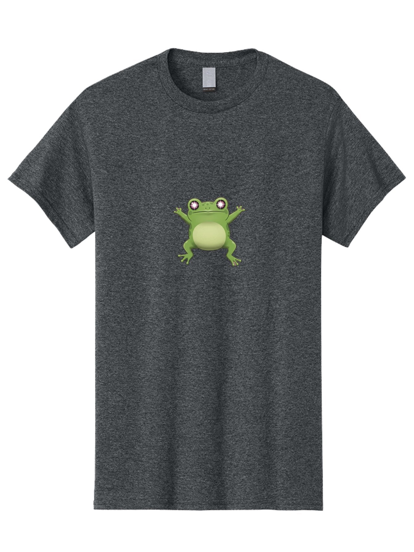 Cartoon-Frog-1 Men'S Graphic Tee, 100% Cotton, Comfortable Casual Summer Wear, Machine Washable, Cartoon Frog, Green Frog, Frog Character, Frog Illustration, Shiny Eyes, Frog Pose, Cute Amphibian, Frog Art, Whimsical Design, Funny Frog, Bab716 3
