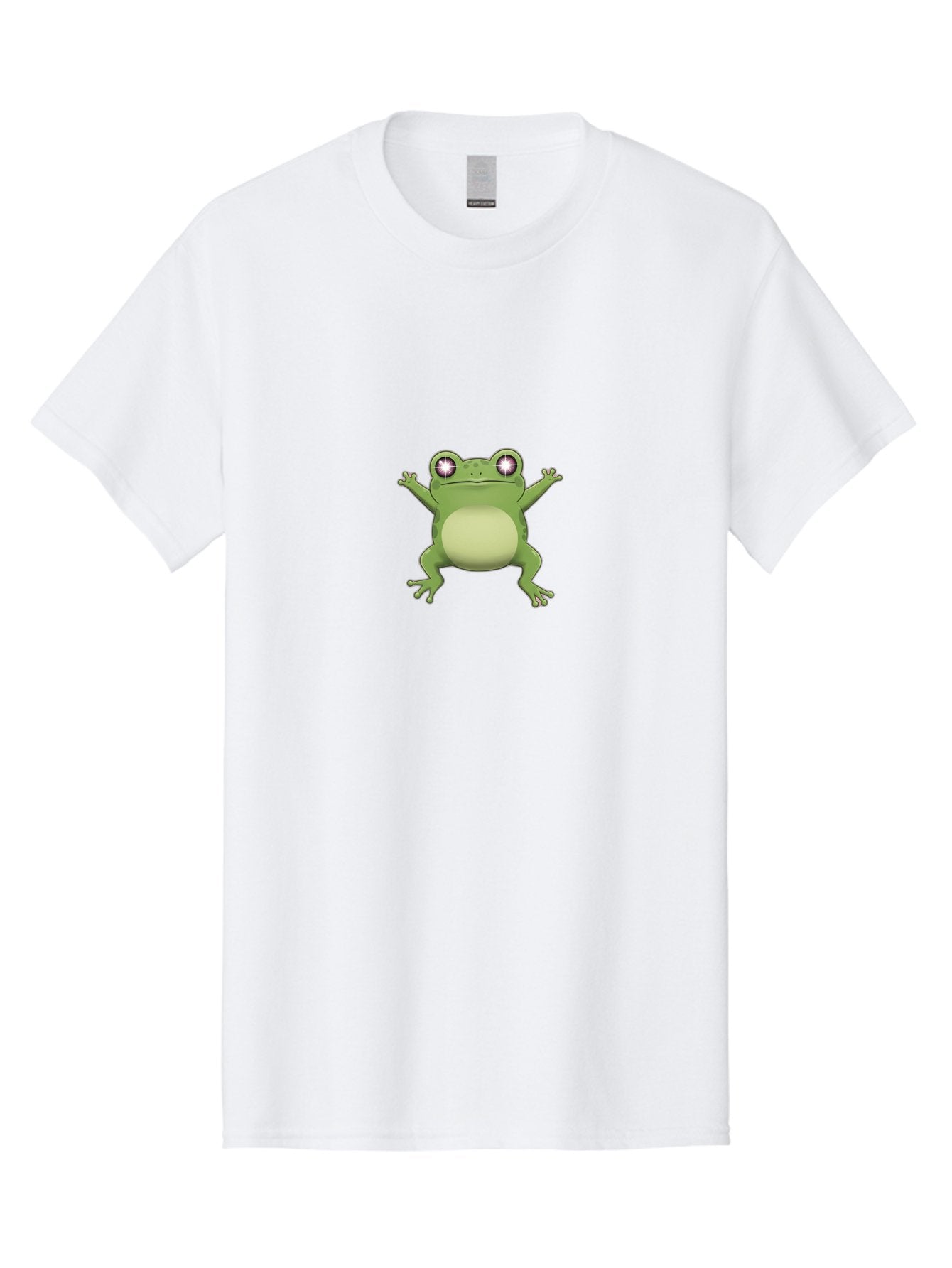 Cartoon-Frog-1 Men'S Graphic Tee, 100% Cotton, Comfortable Casual Summer Wear, Machine Washable, Cartoon Frog, Green Frog, Frog Character, Frog Illustration, Shiny Eyes, Frog Pose, Cute Amphibian, Frog Art, Whimsical Design, Funny Frog, Bab716 10