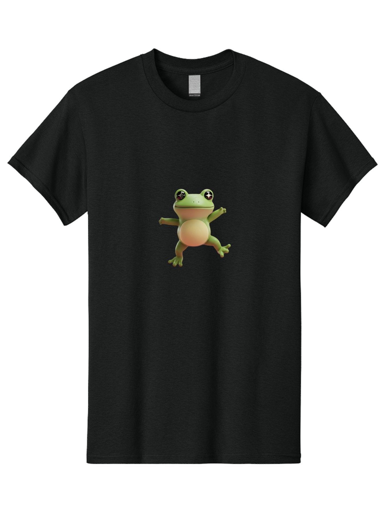 Cartoon-Frog Men'S Graphic Tee, 100% Cotton, Comfortable Casual Summer Wear, Machine Washable, Cartoon Frog, Dancing Frog, Green Frog, Frog With Big Eyes, Star-Eyed Frog, Adorable Amphibian, Funny Animal Character Bab717 6