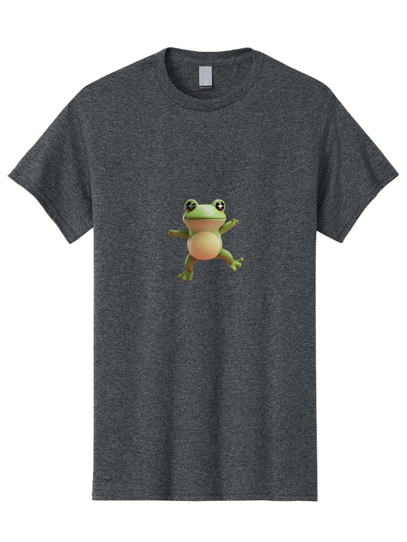 Cartoon-Frog Men'S Graphic Tee, 100% Cotton, Comfortable Casual Summer Wear, Machine Washable, Cartoon Frog, Dancing Frog, Green Frog, Frog With Big Eyes, Star-Eyed Frog, Adorable Amphibian, Funny Animal Character Bab717