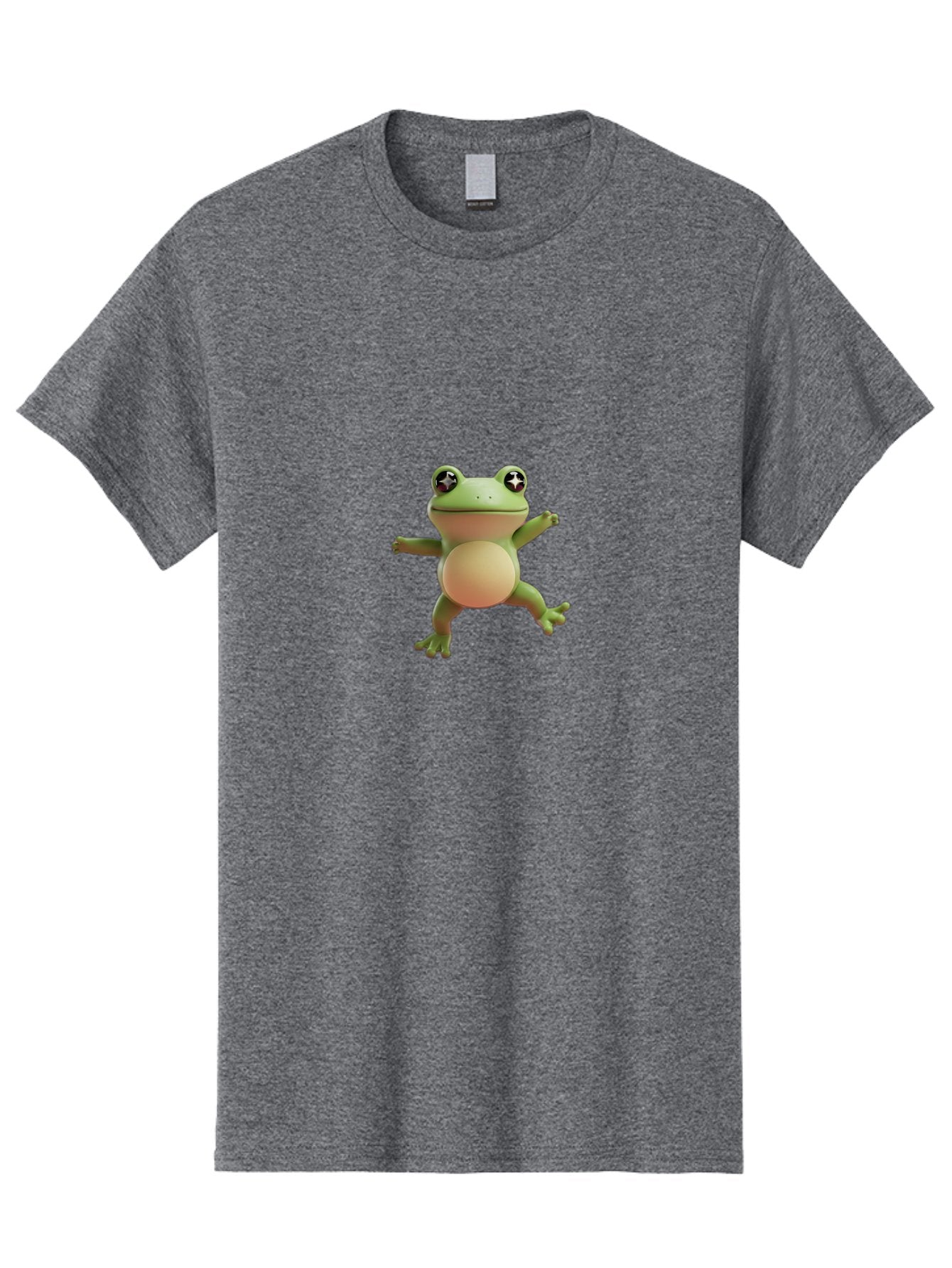 Cartoon-Frog Men'S Graphic Tee, 100% Cotton, Comfortable Casual Summer Wear, Machine Washable, Cartoon Frog, Dancing Frog, Green Frog, Frog With Big Eyes, Star-Eyed Frog, Adorable Amphibian, Funny Animal Character Bab717 15