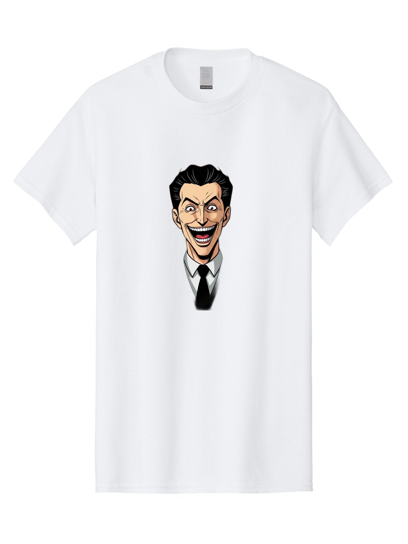 Cartoon-Man Men'S Graphic Tee, 100% Cotton, Comfortable Casual Summer Wear, Machine Washable, Cartoon Man With Wide-Eyed Smile, Comic Style, Pop Art, Black Hair Pompadour, White Shirt And Black Tie, Exaggerated Facial Expression, Bab718 3