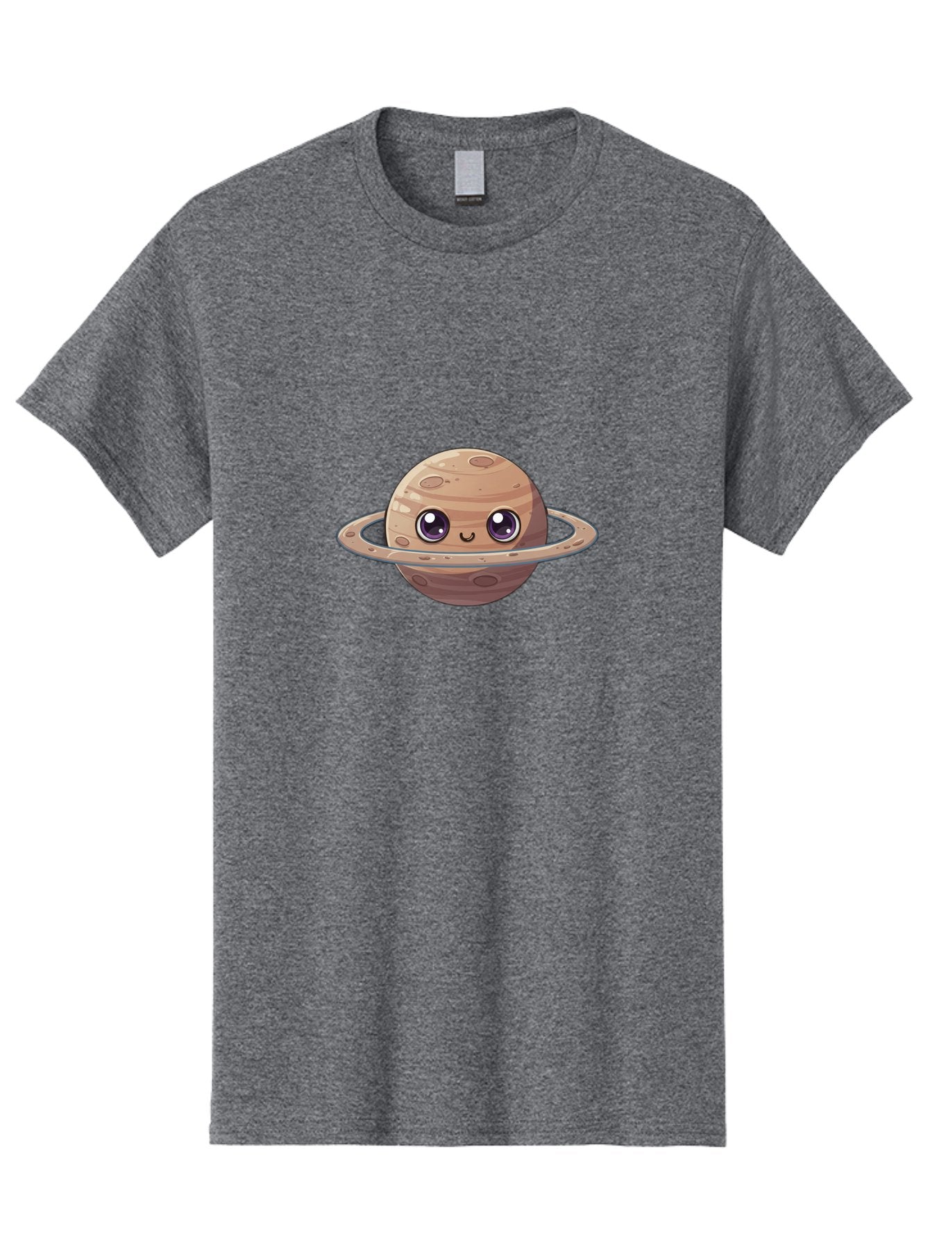 Cartoon-Saturn Men'S Graphic Tee, 100% Cotton, Comfortable Casual Summer Wear, Machine Washable, Cartoon Planet, Smiling Face, Saturn Illustration, Kawaii Art, Cute Character, Planet Character, Ringed Planet, Adorable Design, Fun Illustration Bab719