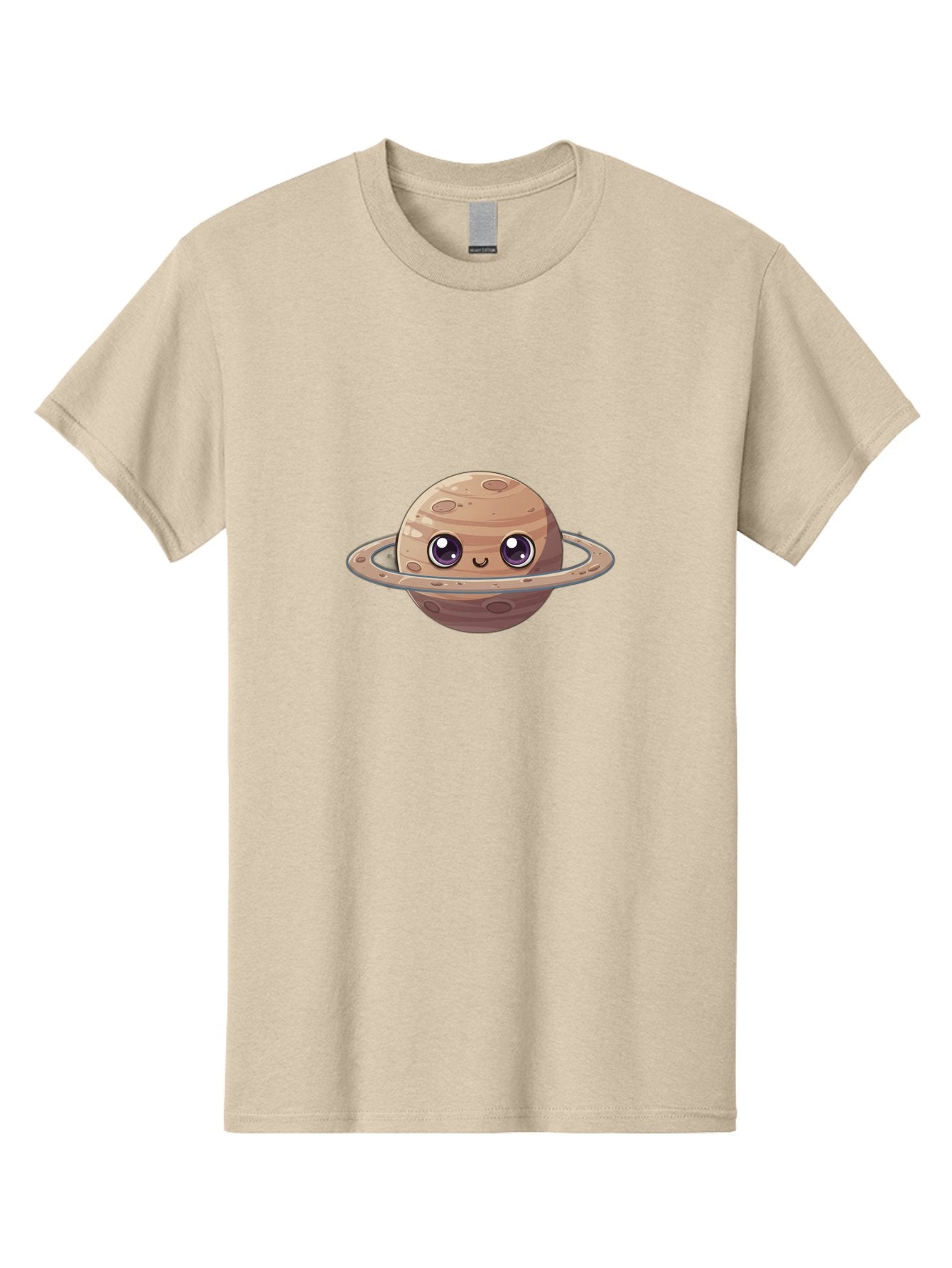 Cartoon-Saturn Men'S Graphic Tee, 100% Cotton, Comfortable Casual Summer Wear, Machine Washable, Cartoon Planet, Smiling Face, Saturn Illustration, Kawaii Art, Cute Character, Planet Character, Ringed Planet, Adorable Design, Fun Illustration Bab719 4