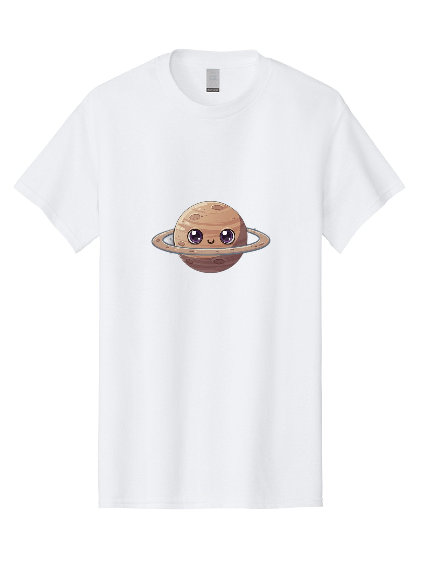 Cartoon-Saturn Men'S Graphic Tee, 100% Cotton, Comfortable Casual Summer Wear, Machine Washable, Cartoon Planet, Smiling Face, Saturn Illustration, Kawaii Art, Cute Character, Planet Character, Ringed Planet, Adorable Design, Fun Illustration Bab719 13