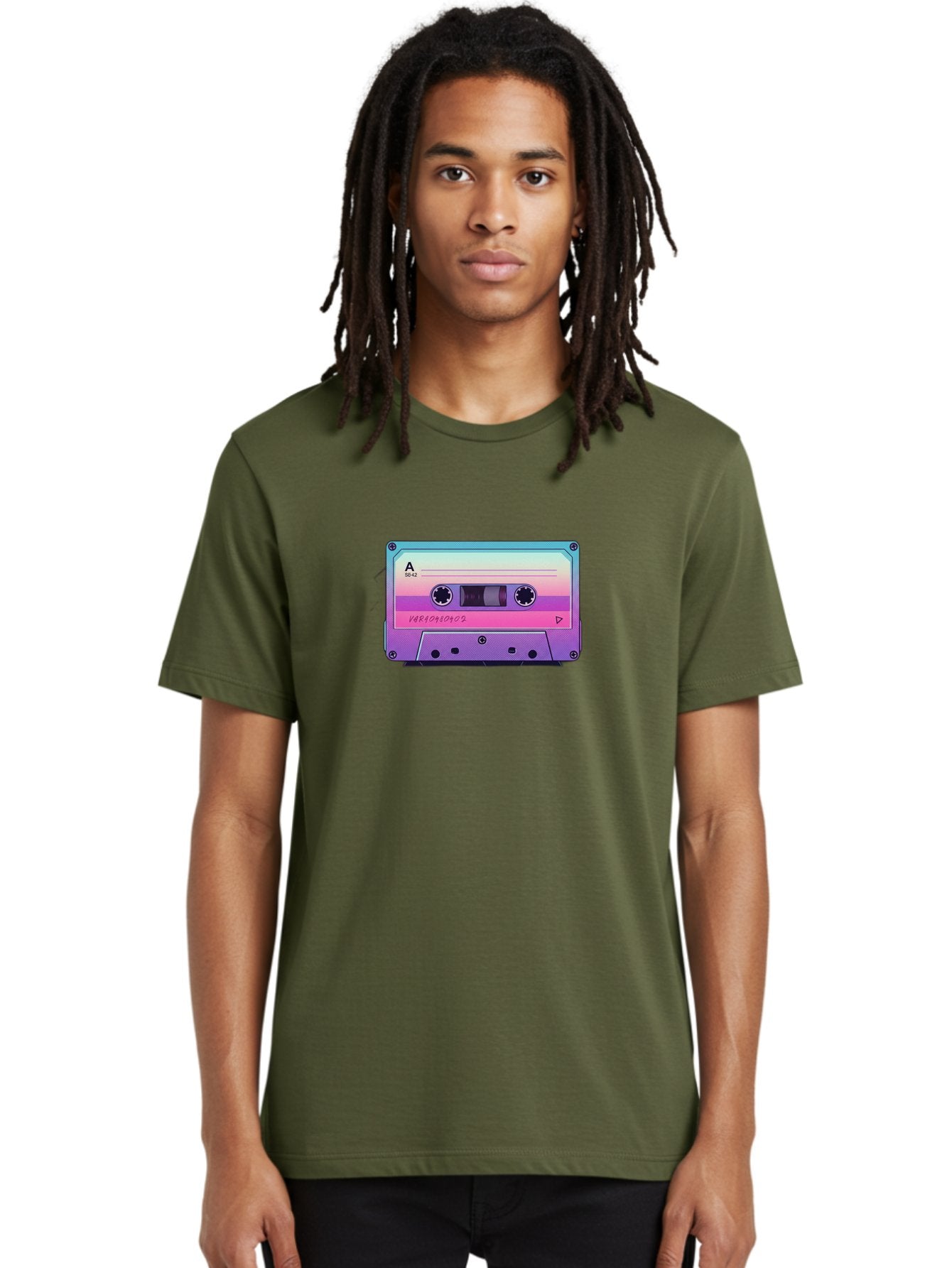 Cassette-Tape Men'S Graphic Tee, 100% Cotton, Comfortable Casual Summer Wear, Machine Washable, Retro Cassette Tape, Vintage Music Format, Nostalgic Tech, 80S And 90S Music, Pastel Colors, Various Artists Mix Tape, Music Lover'S Icon Bab720 24
