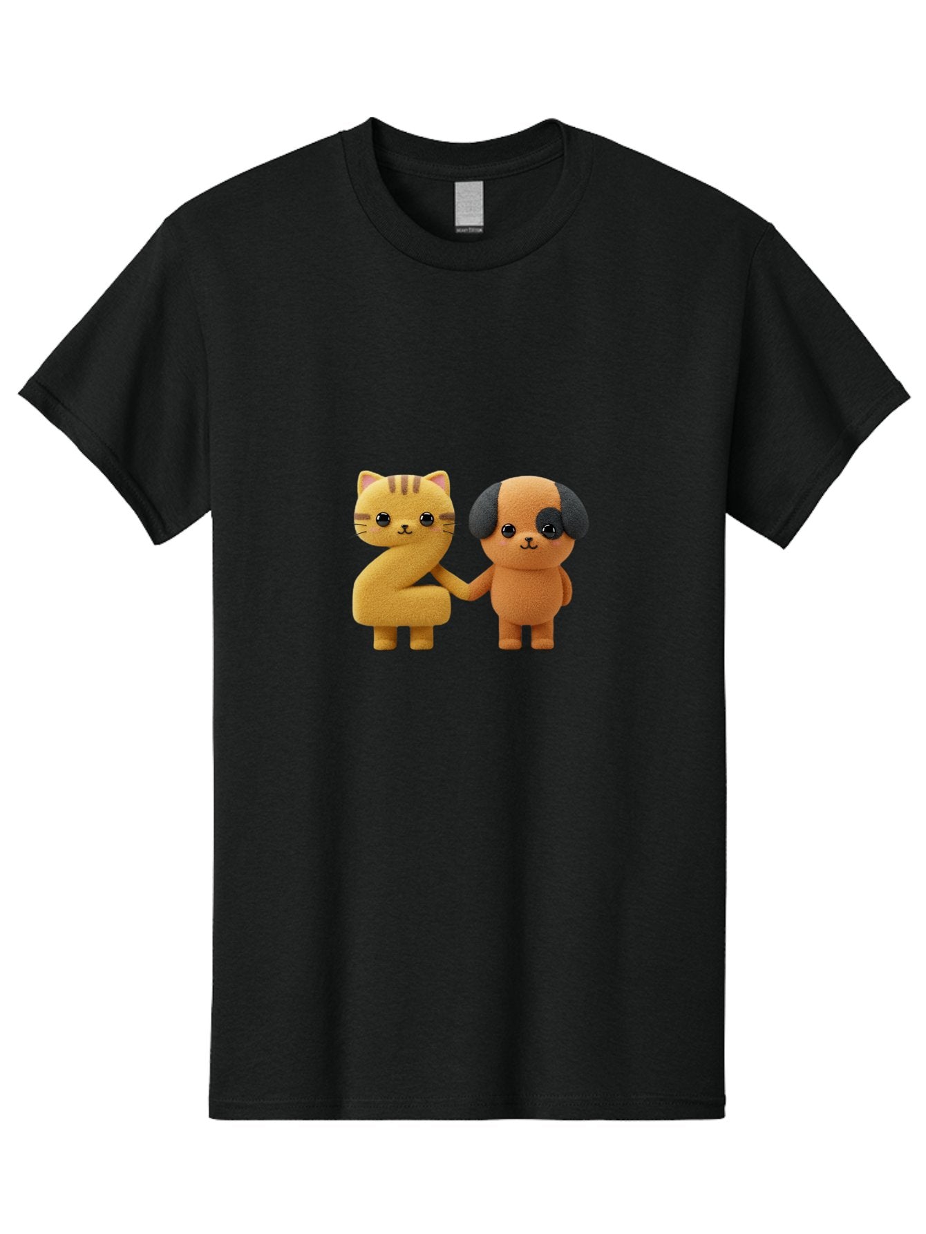 Cat-And-Dog Men'S Graphic Tee, 100% Cotton, Comfortable Casual Summer Wear, Machine Washable, Cartoon Cat, Dog, Holding Hands, Friendship, Cute Animals, Adorable Characters, Kawaii, Cartoon Style, Animal Friends, Funny Pets Bab721 10