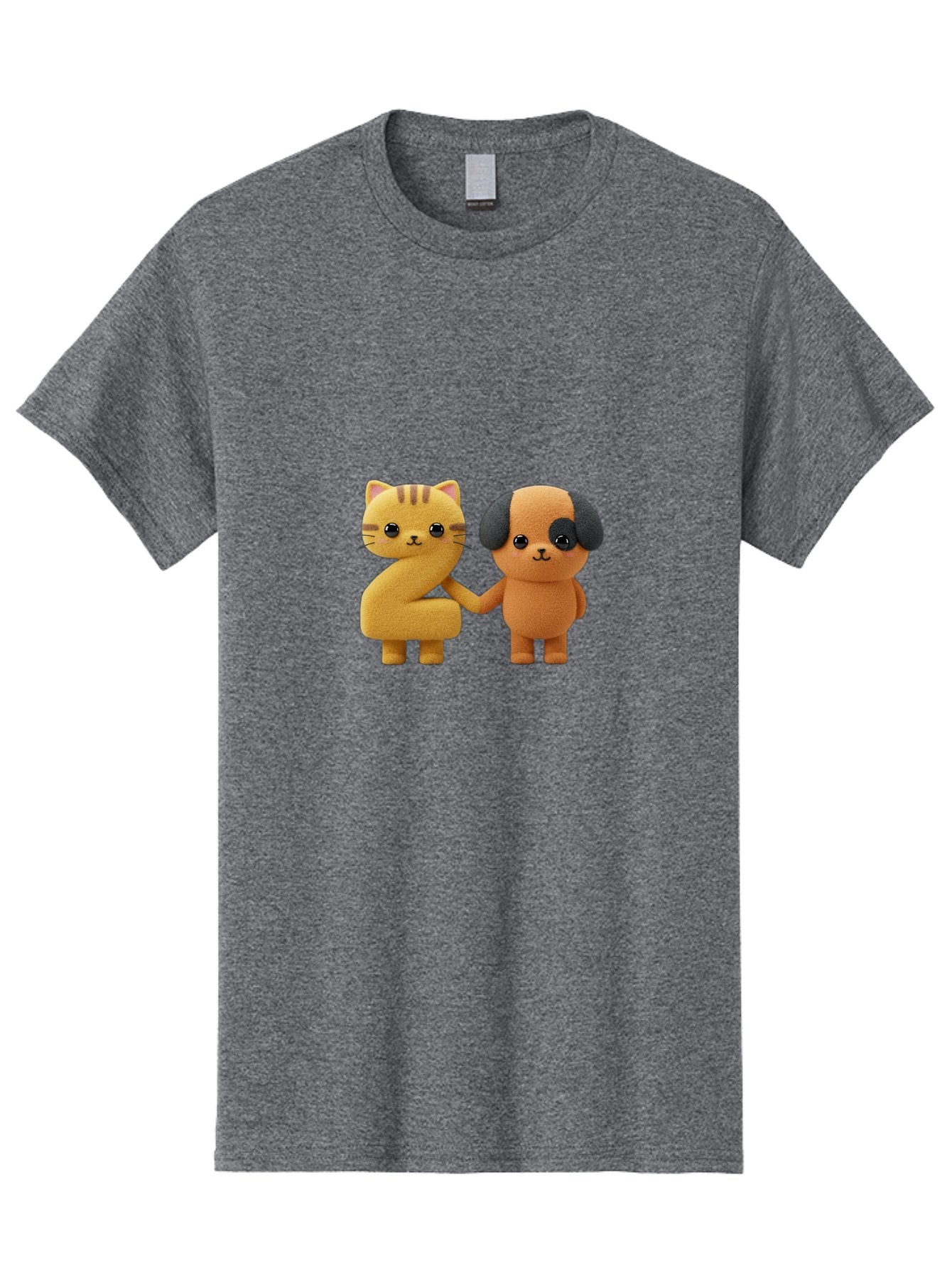 Cat-And-Dog Men'S Graphic Tee, 100% Cotton, Comfortable Casual Summer Wear, Machine Washable, Cartoon Cat, Dog, Holding Hands, Friendship, Cute Animals, Adorable Characters, Kawaii, Cartoon Style, Animal Friends, Funny Pets Bab721 6