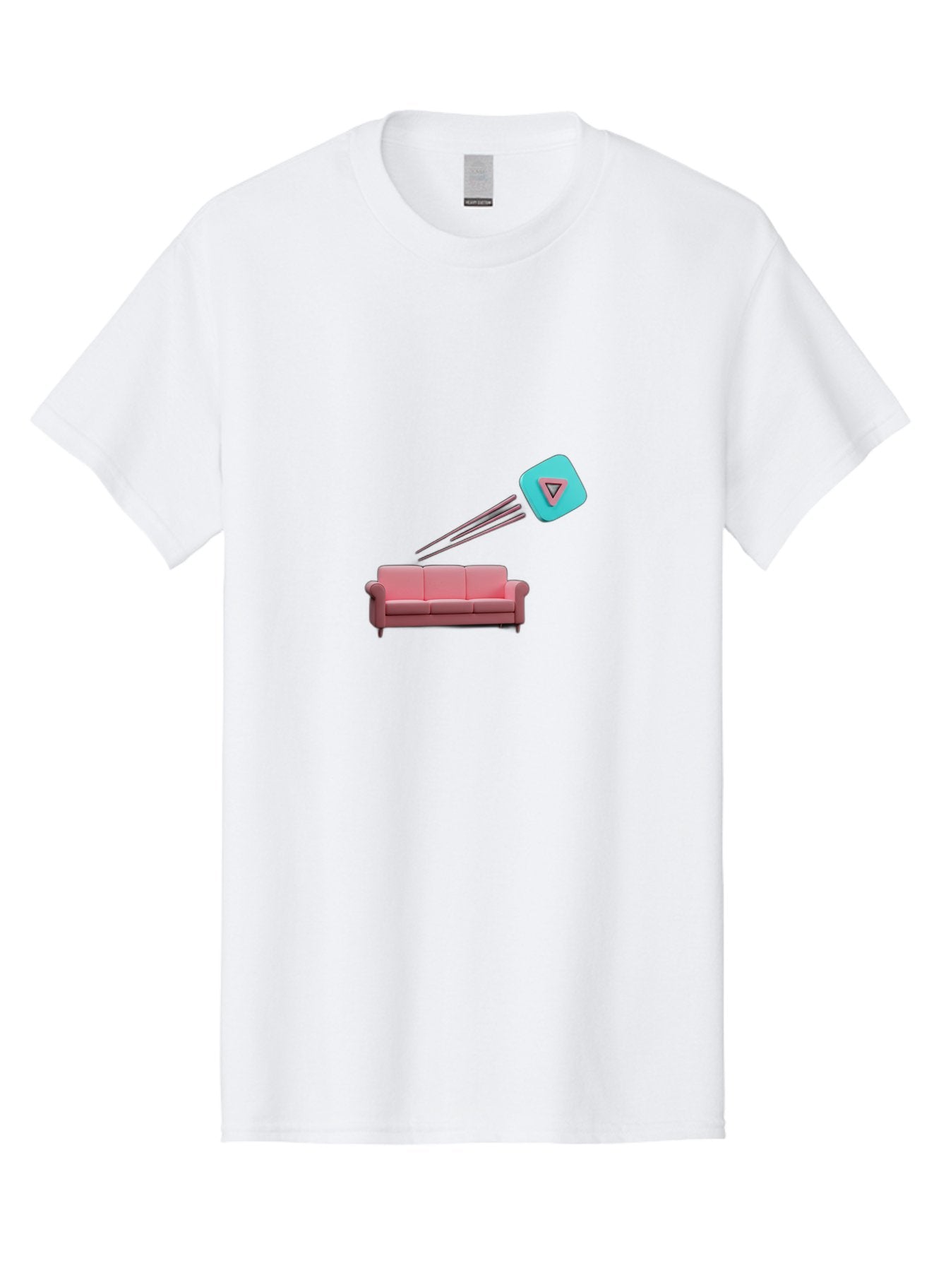 Chamos Men'S Graphic Tee, 100% Cotton, Comfortable Casual Summer Wear, Machine Washable, Pink Sofa, Chatroulette Logo, Blue Icon, Pink Triangle, Three-Dimensional Lines, Modern Design, Social Media, Online Chat, User Interface Bab723 3