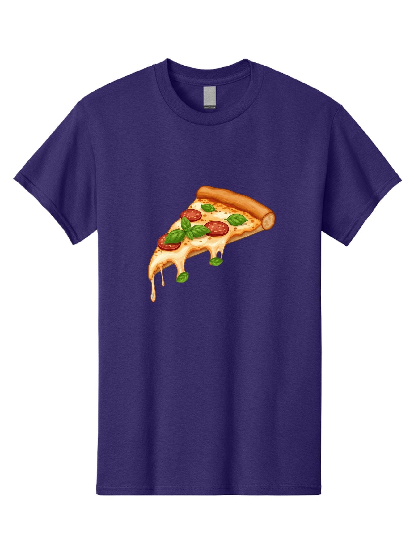 Cheesy-Pepperoni-Pizza-Slice Men'S Graphic Tee, 100% Cotton, Comfortable Casual Summer Wear, Machine Washable, Cheesy Pizza Slice, Pepperoni Pizza, Basil Leaves, Melted Cheese, Italian Food, Savory Snack, Pizza Topping, Food Illustration Bab727 8