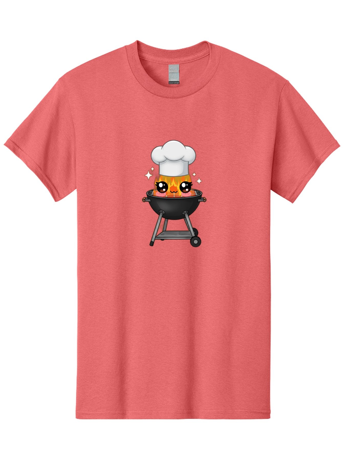 Chef-Hat-Flame-Grill Men'S Graphic Tee, 100% Cotton, Comfortable Casual Summer Wear, Machine Washable, Grill With Flames, Chef Hat, Cartoon Style, Barbecue Cooking, Sizzling Food, Playful Design, Grill Master, Outdoor Cooking, Bab730 11