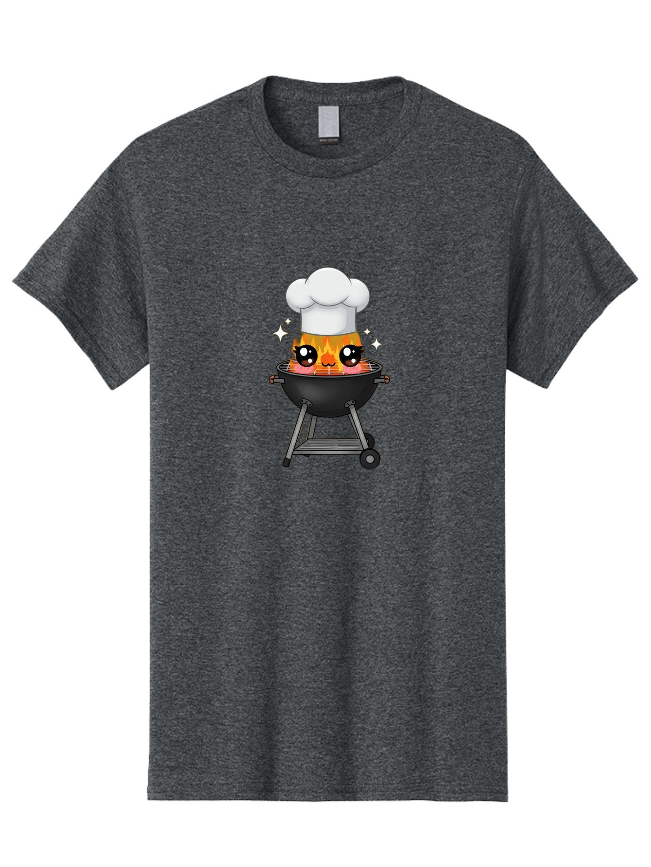 Chef-Hat-Flame-Grill Men'S Graphic Tee, 100% Cotton, Comfortable Casual Summer Wear, Machine Washable, Grill With Flames, Chef Hat, Cartoon Style, Barbecue Cooking, Sizzling Food, Playful Design, Grill Master, Outdoor Cooking, Bab730 13