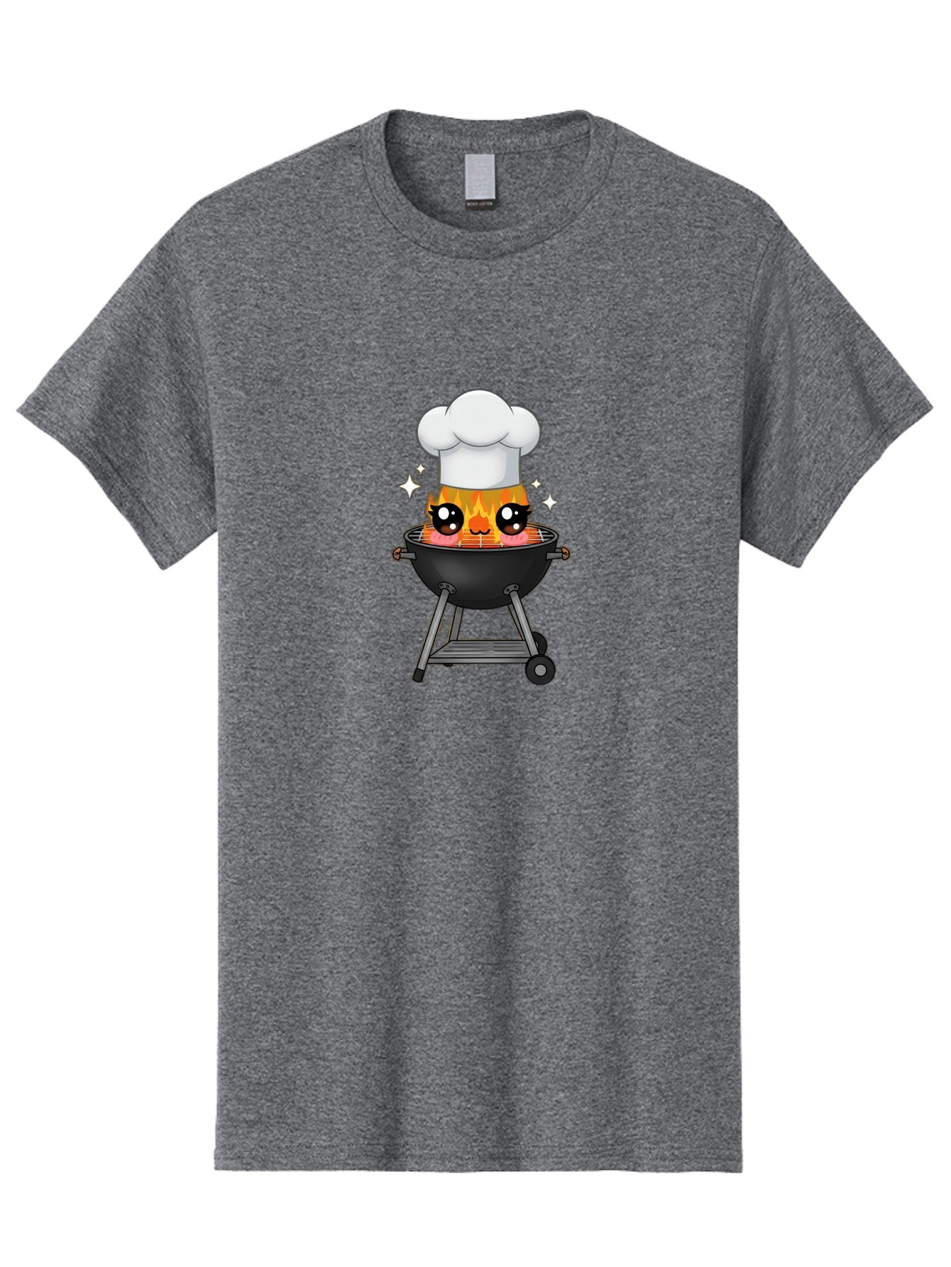 Chef-Hat-Flame-Grill Men'S Graphic Tee, 100% Cotton, Comfortable Casual Summer Wear, Machine Washable, Grill With Flames, Chef Hat, Cartoon Style, Barbecue Cooking, Sizzling Food, Playful Design, Grill Master, Outdoor Cooking, Bab730 8