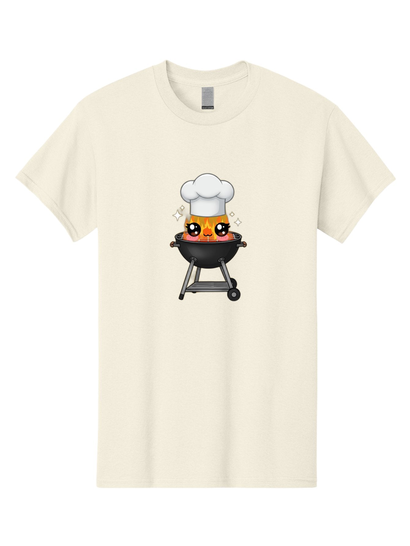 Chef-Hat-Flame-Grill Men'S Graphic Tee, 100% Cotton, Comfortable Casual Summer Wear, Machine Washable, Grill With Flames, Chef Hat, Cartoon Style, Barbecue Cooking, Sizzling Food, Playful Design, Grill Master, Outdoor Cooking, Bab730 14
