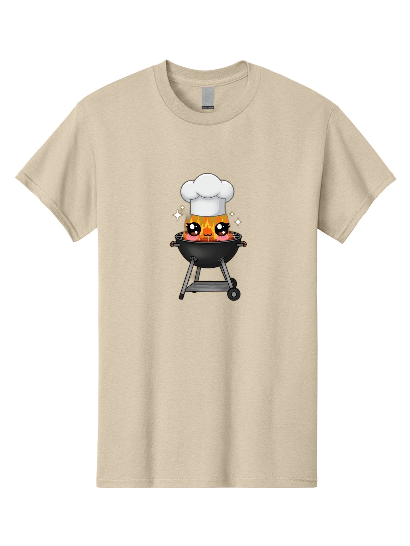 Chef-Hat-Flame-Grill Men'S Graphic Tee, 100% Cotton, Comfortable Casual Summer Wear, Machine Washable, Grill With Flames, Chef Hat, Cartoon Style, Barbecue Cooking, Sizzling Food, Playful Design, Grill Master, Outdoor Cooking, Bab730 9