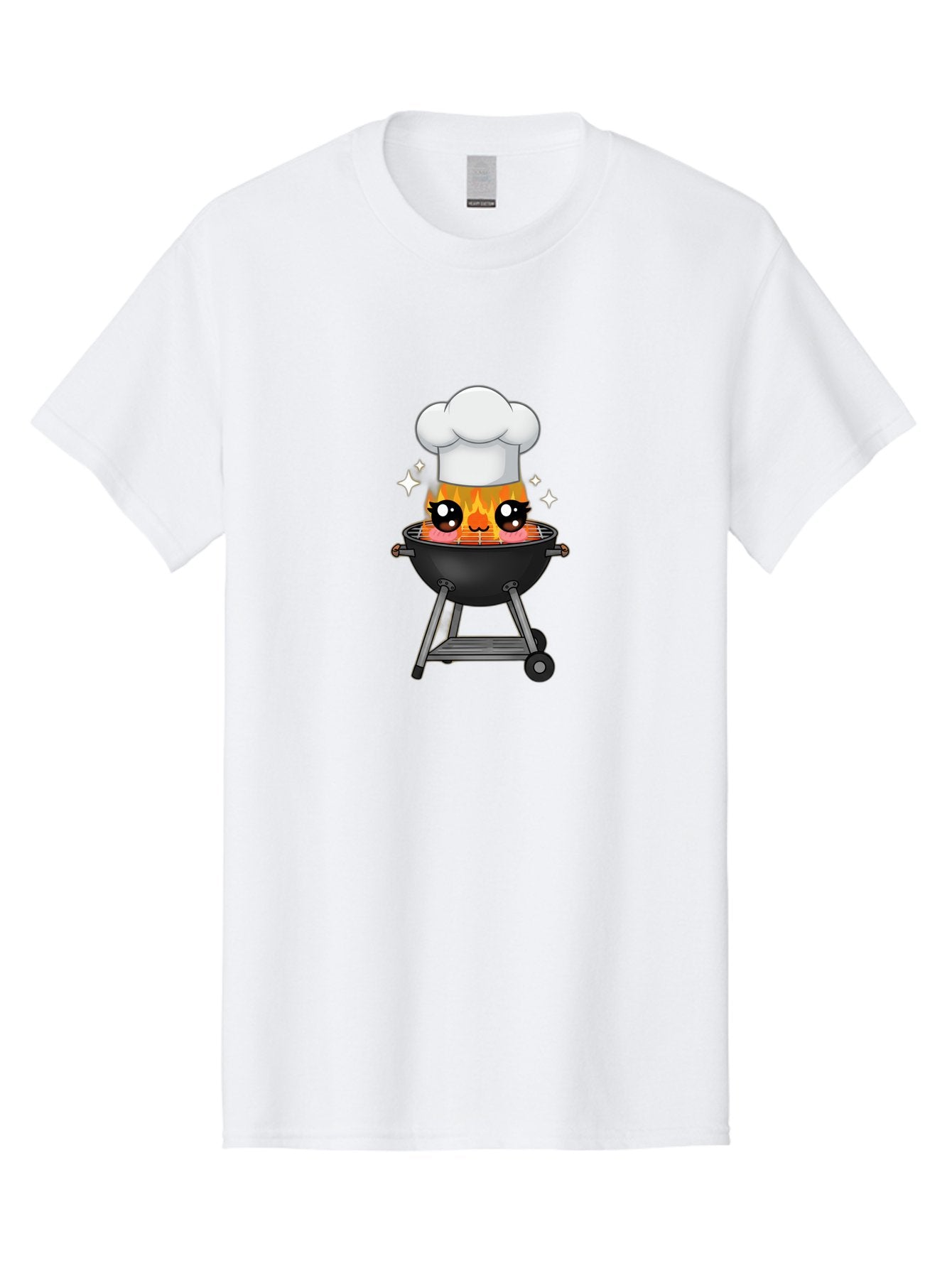 Chef-Hat-Flame-Grill Men'S Graphic Tee, 100% Cotton, Comfortable Casual Summer Wear, Machine Washable, Grill With Flames, Chef Hat, Cartoon Style, Barbecue Cooking, Sizzling Food, Playful Design, Grill Master, Outdoor Cooking, Bab730 6