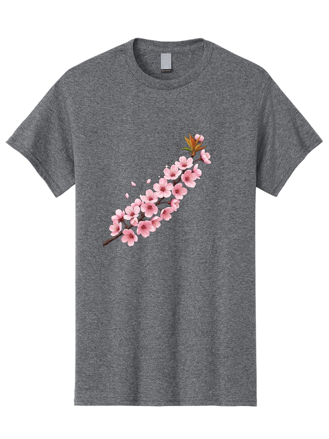 Cherry-Blossom-Branch Men'S Graphic Tee, 100% Cotton, Comfortable Casual Summer Wear, Machine Washable, Cherry Blossom Flowers, Pink Petals, Falling Petals, Floral Arrangement, Delicate Blooms, Spring Flowers, Soft Pink Hues, Flower Branch Bab732 15