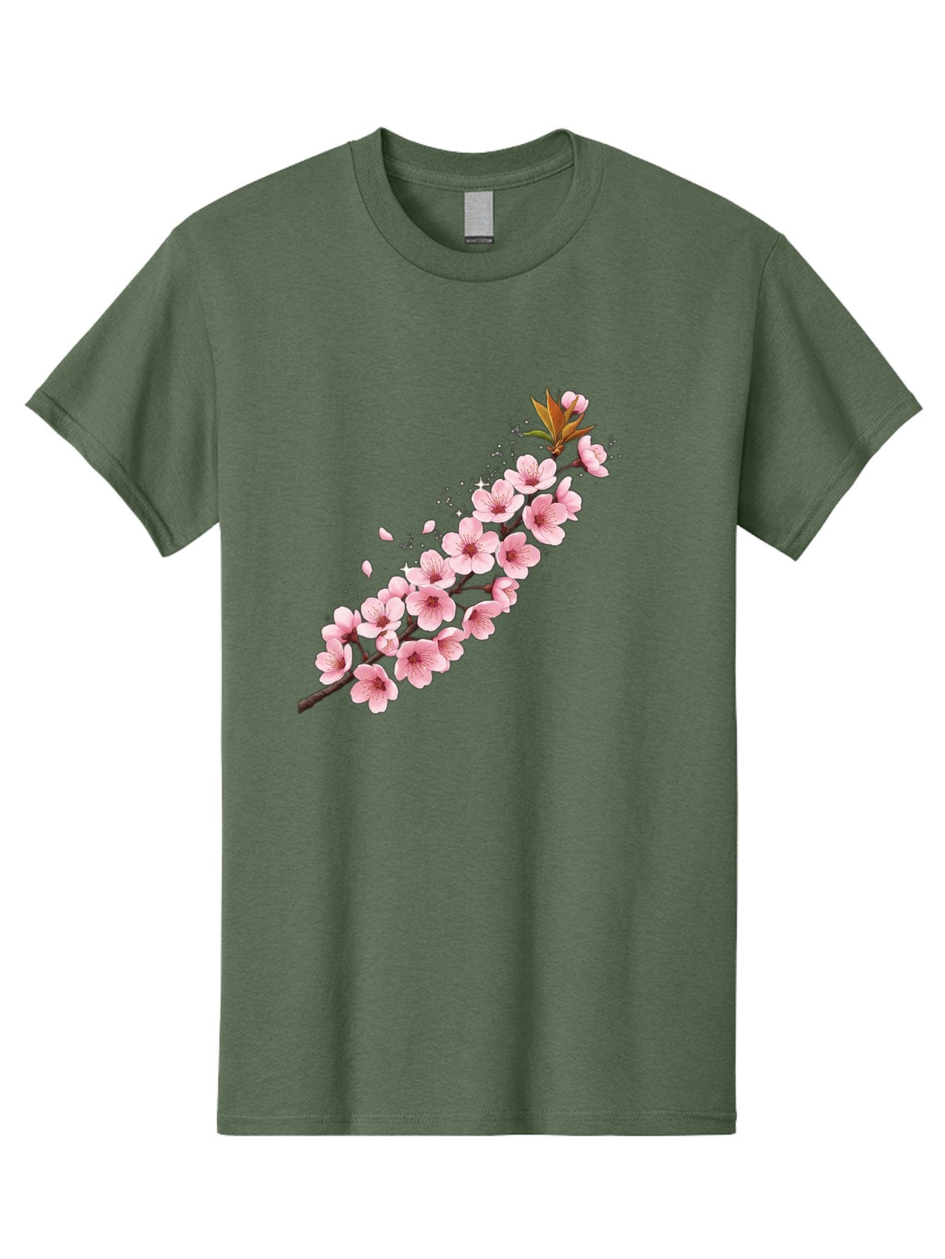 Cherry-Blossom-Branch Men'S Graphic Tee, 100% Cotton, Comfortable Casual Summer Wear, Machine Washable, Cherry Blossom Flowers, Pink Petals, Falling Petals, Floral Arrangement, Delicate Blooms, Spring Flowers, Soft Pink Hues, Flower Branch Bab732
