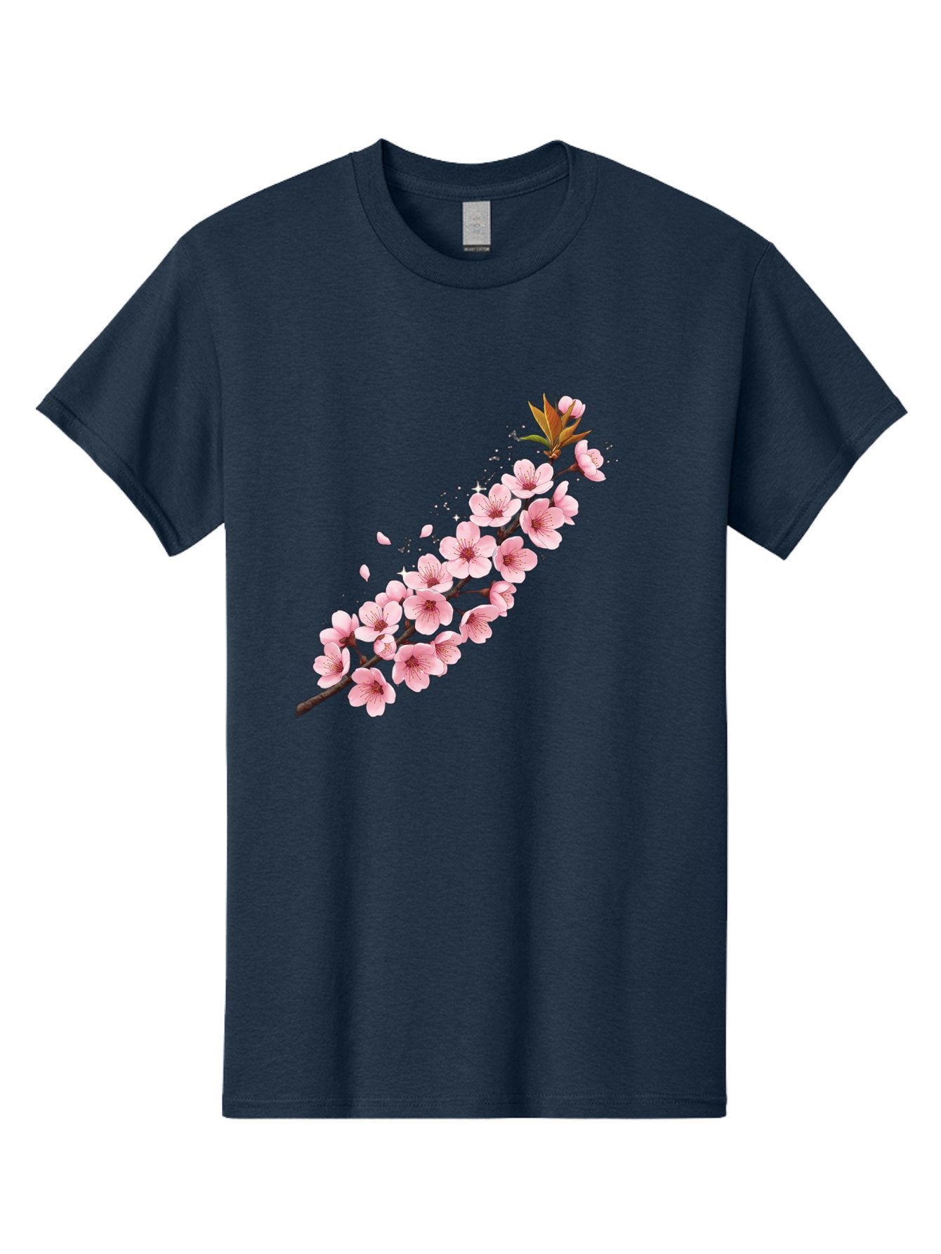 Cherry-Blossom-Branch Men'S Graphic Tee, 100% Cotton, Comfortable Casual Summer Wear, Machine Washable, Cherry Blossom Flowers, Pink Petals, Falling Petals, Floral Arrangement, Delicate Blooms, Spring Flowers, Soft Pink Hues, Flower Branch Bab732