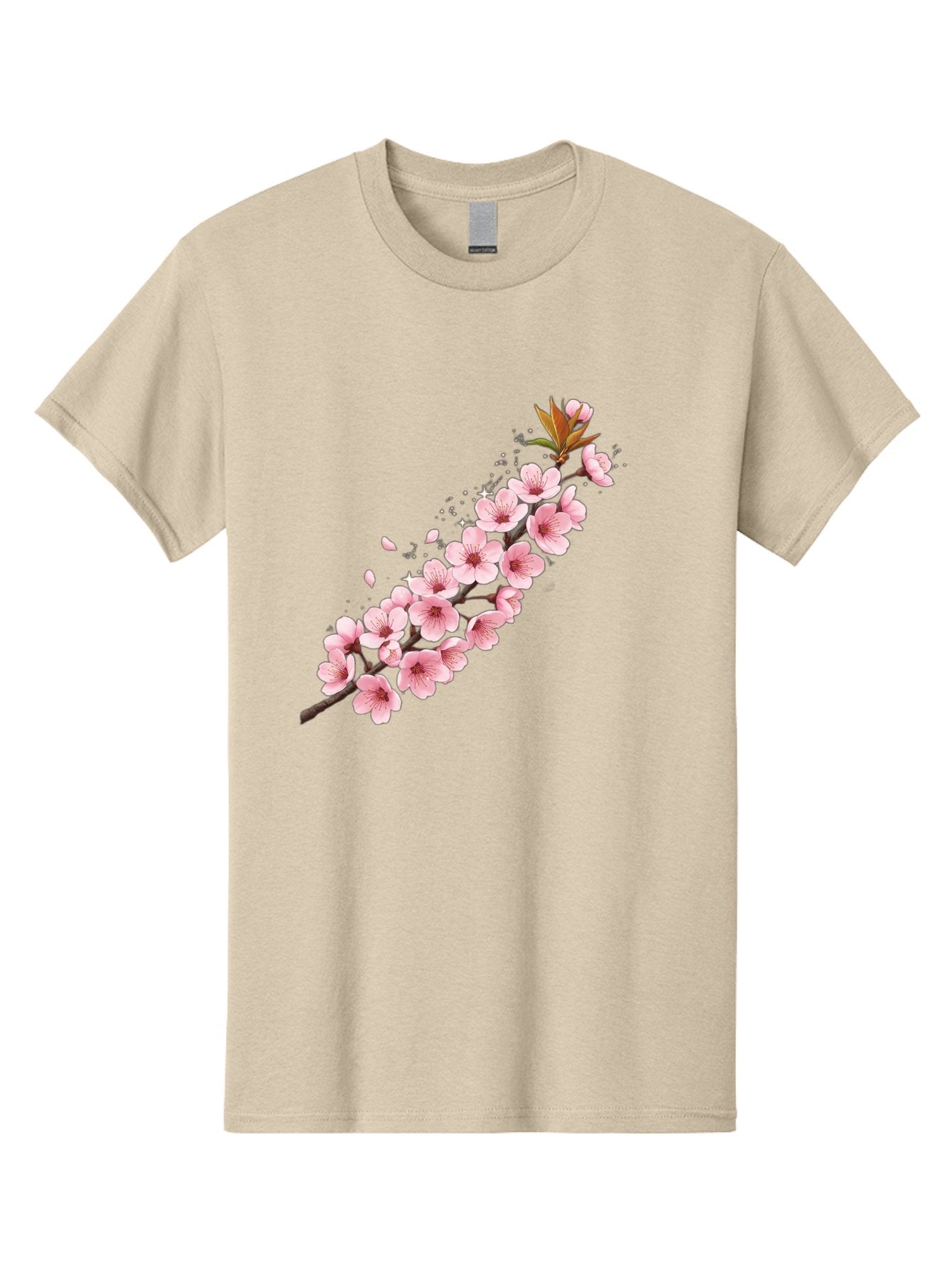 Cherry-Blossom-Branch Men'S Graphic Tee, 100% Cotton, Comfortable Casual Summer Wear, Machine Washable, Cherry Blossom Flowers, Pink Petals, Falling Petals, Floral Arrangement, Delicate Blooms, Spring Flowers, Soft Pink Hues, Flower Branch Bab732 13
