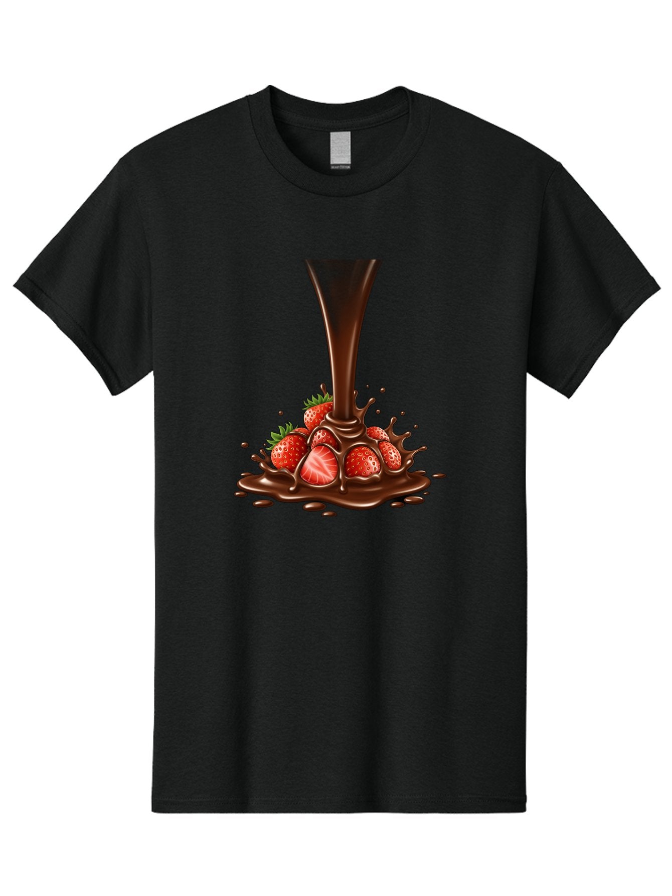 Chocolate-And-Strawberries Men'S Graphic Tee, 100% Cotton, Comfortable Casual Summer Wear, Machine Washable, Chocolate Sauce Pouring, Strawberries, Sweet Treat, Dessert, Indulgent, Chocolate Fondue, Strawberries And Chocolate, Dessert Lover, Bab737 8