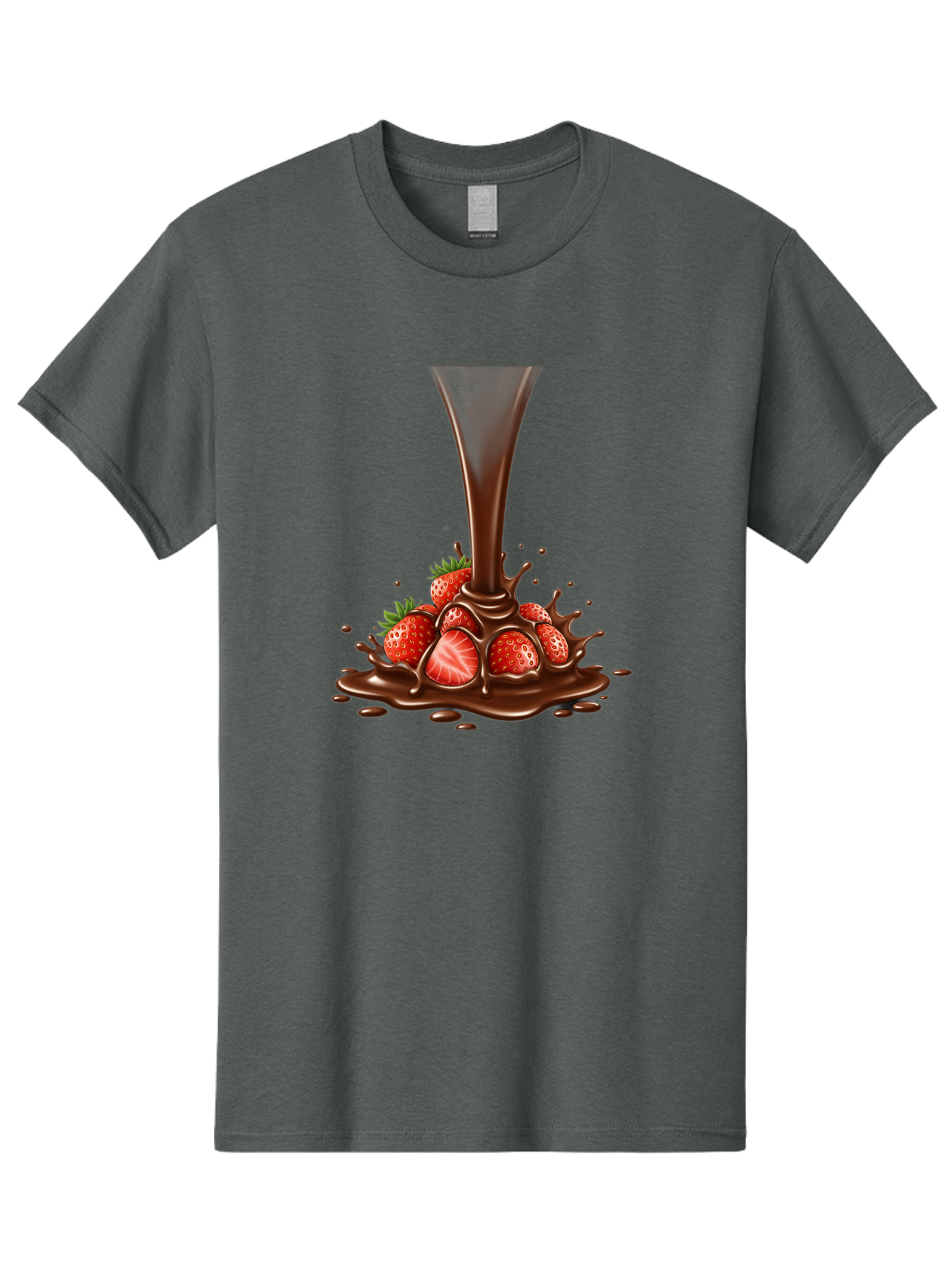 Chocolate-And-Strawberries Men'S Graphic Tee, 100% Cotton, Comfortable Casual Summer Wear, Machine Washable, Chocolate Sauce Pouring, Strawberries, Sweet Treat, Dessert, Indulgent, Chocolate Fondue, Strawberries And Chocolate, Dessert Lover, Bab737 9