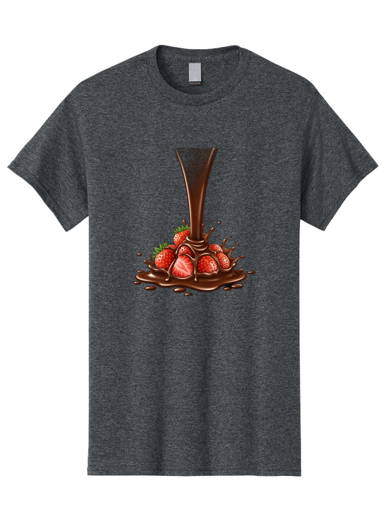 Chocolate-And-Strawberries Men'S Graphic Tee, 100% Cotton, Comfortable Casual Summer Wear, Machine Washable, Chocolate Sauce Pouring, Strawberries, Sweet Treat, Dessert, Indulgent, Chocolate Fondue, Strawberries And Chocolate, Dessert Lover, Bab737 4